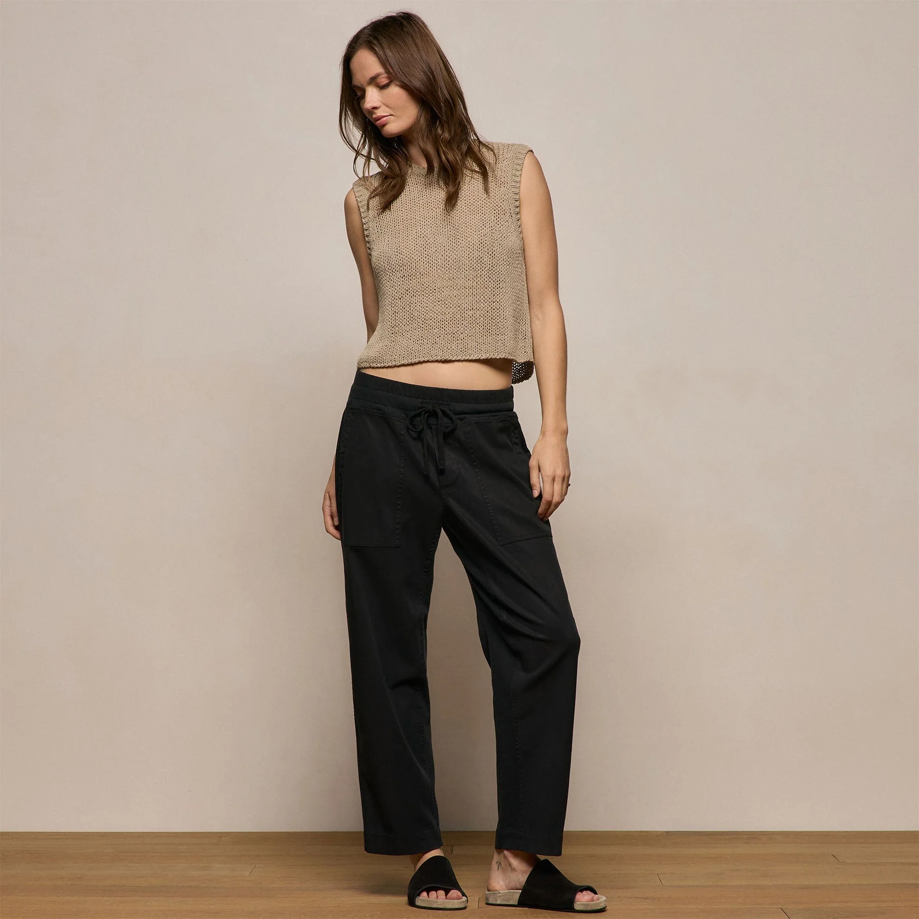 Mixed Media Straight Pant - Black - Image 3
