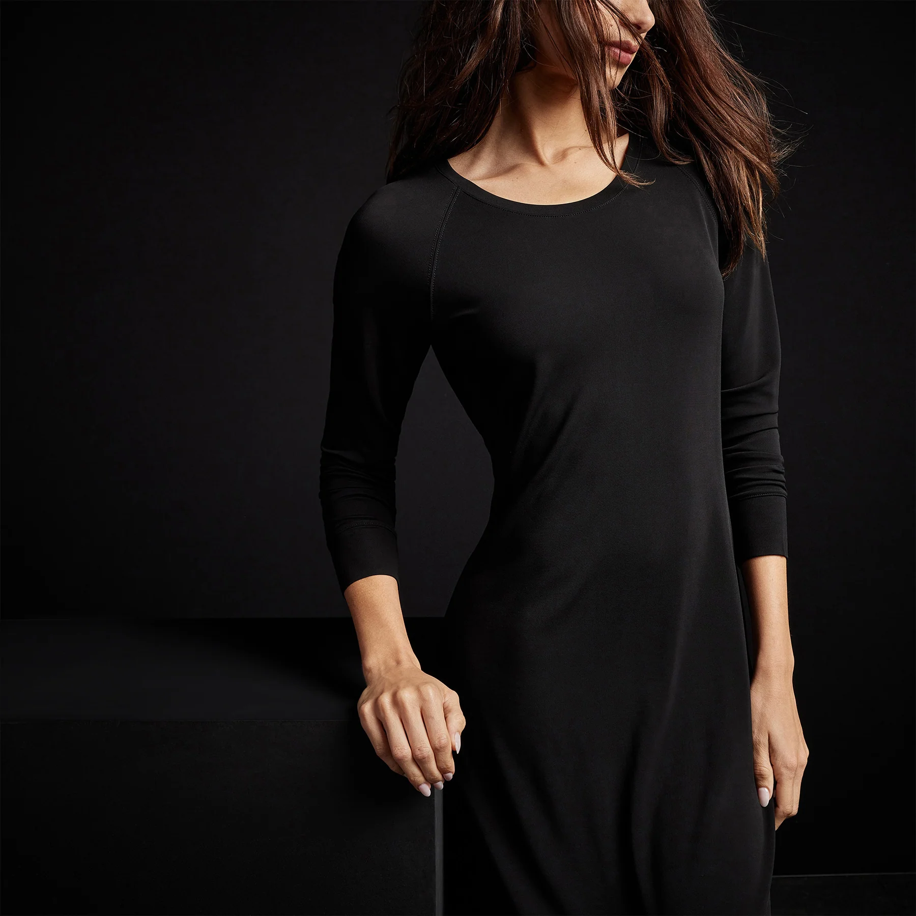 Open Seam Raglan Dress - Black - Image 2