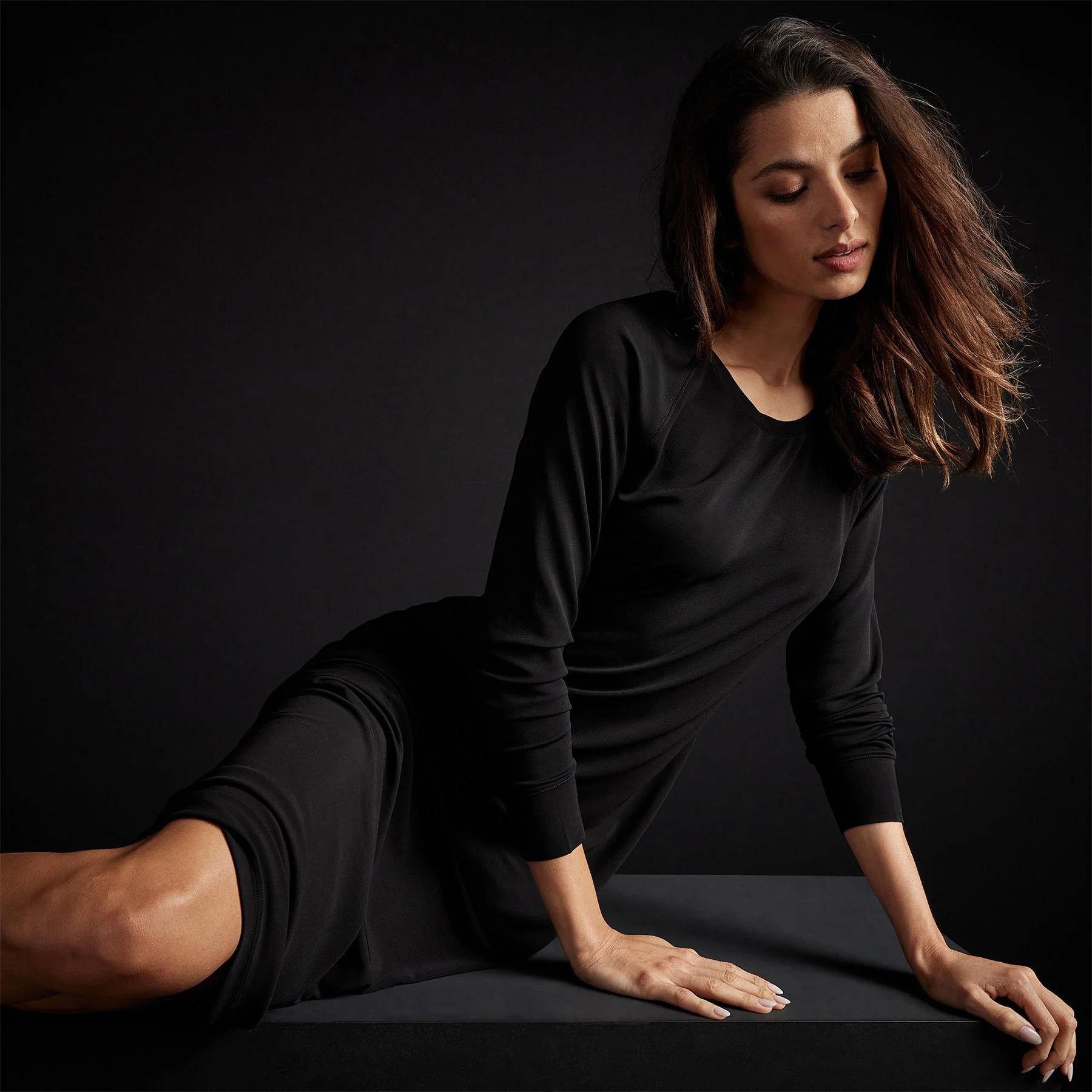 Open Seam Raglan Dress - Black - Image 4
