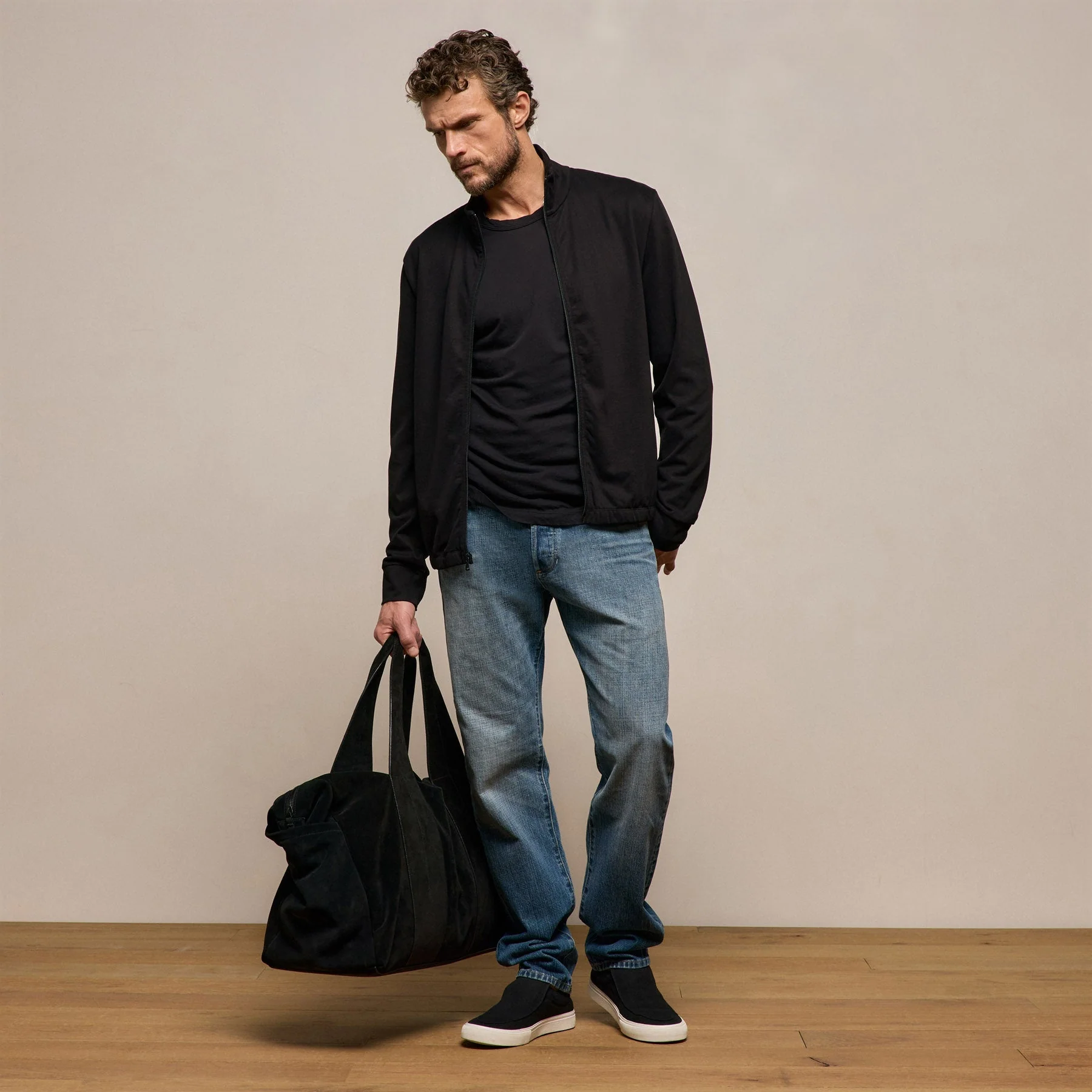 Organic Sueded Jersey Jacket - Black - Image 3