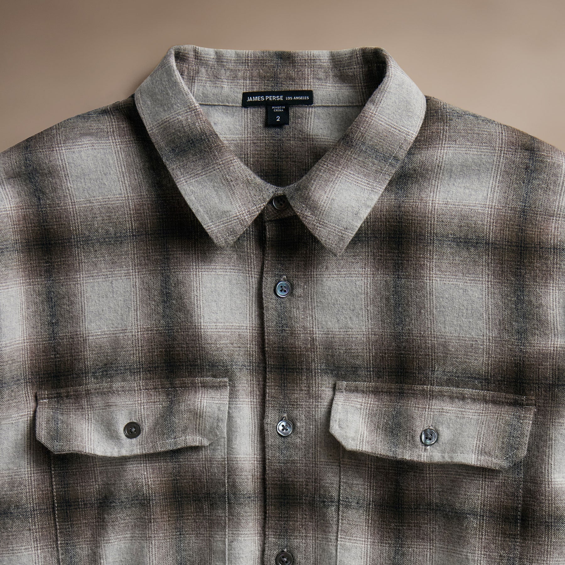 Plaid Flannel Shirt - Beige Plaid - Image 3