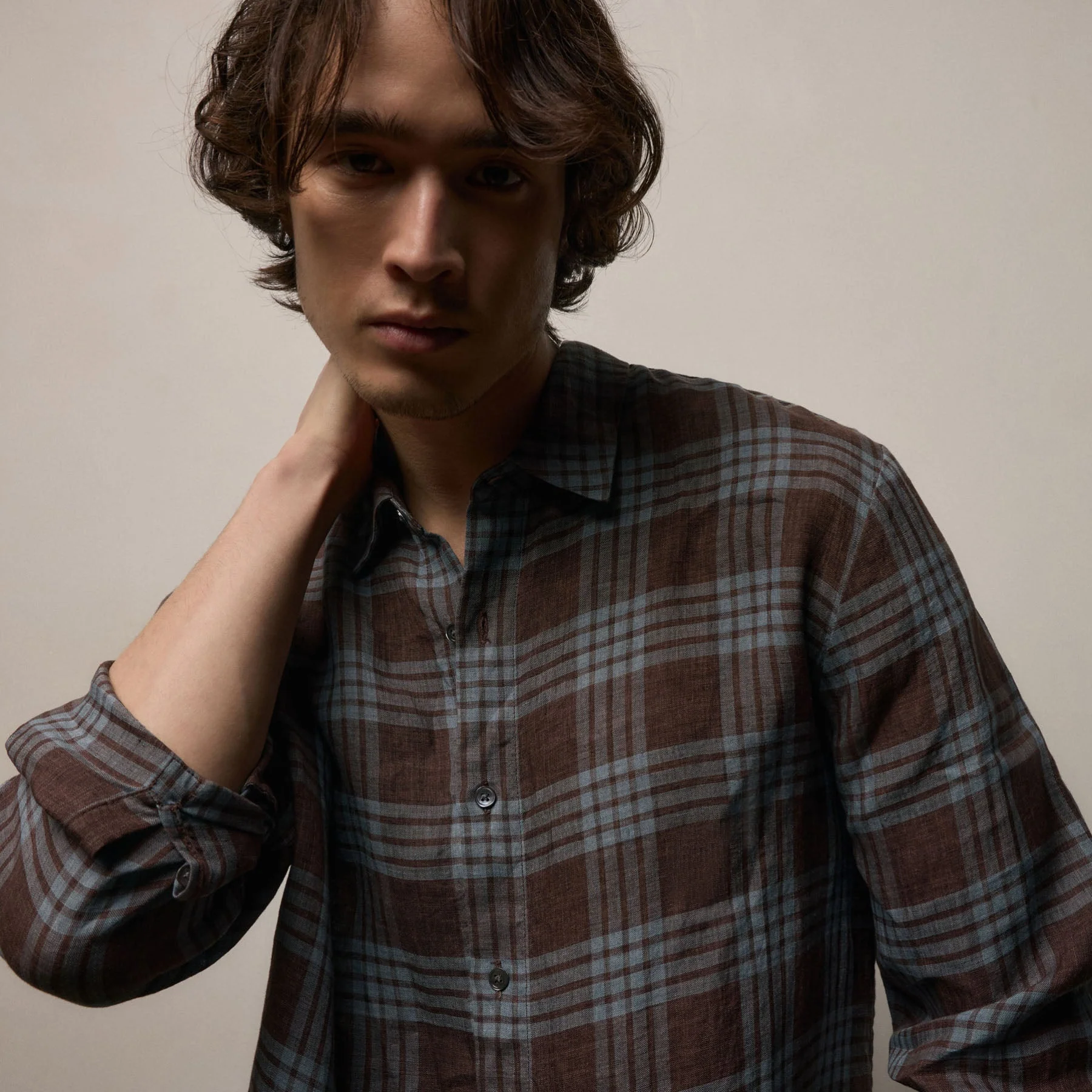 Plaid Linen Shirt - Plum Plaid - Image 3