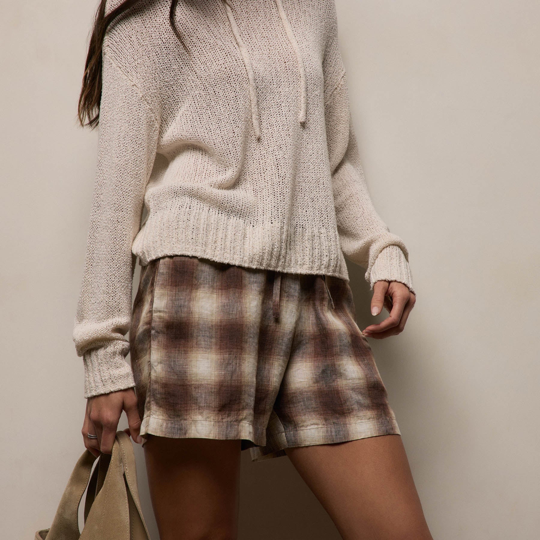 Plaid Linen Short - Chestnut Plaid - Image 5