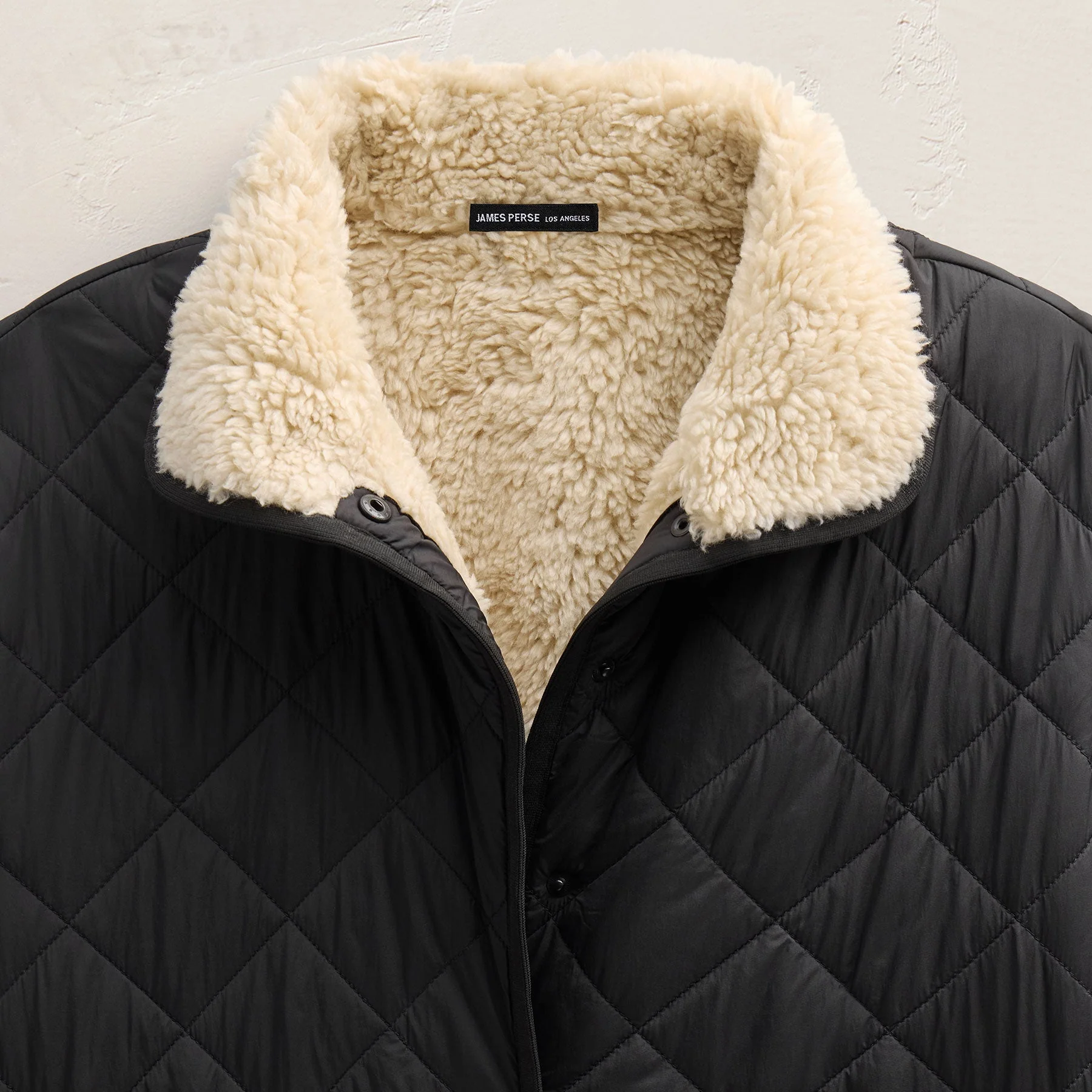 Quilted Nylon Lined Long Coat - Black/Ivory - Image 5