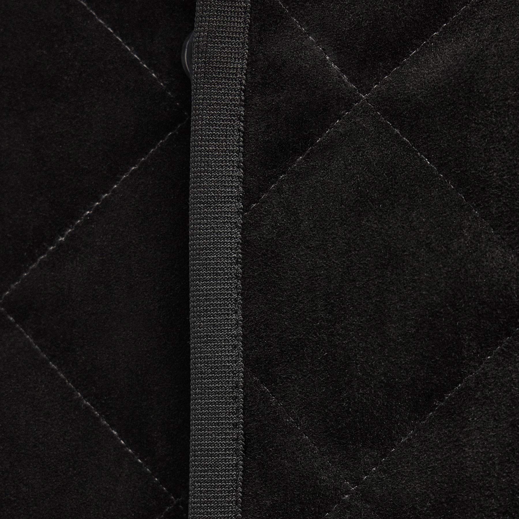 Quilted Suede Snap Front Jacket - Black - Image 9