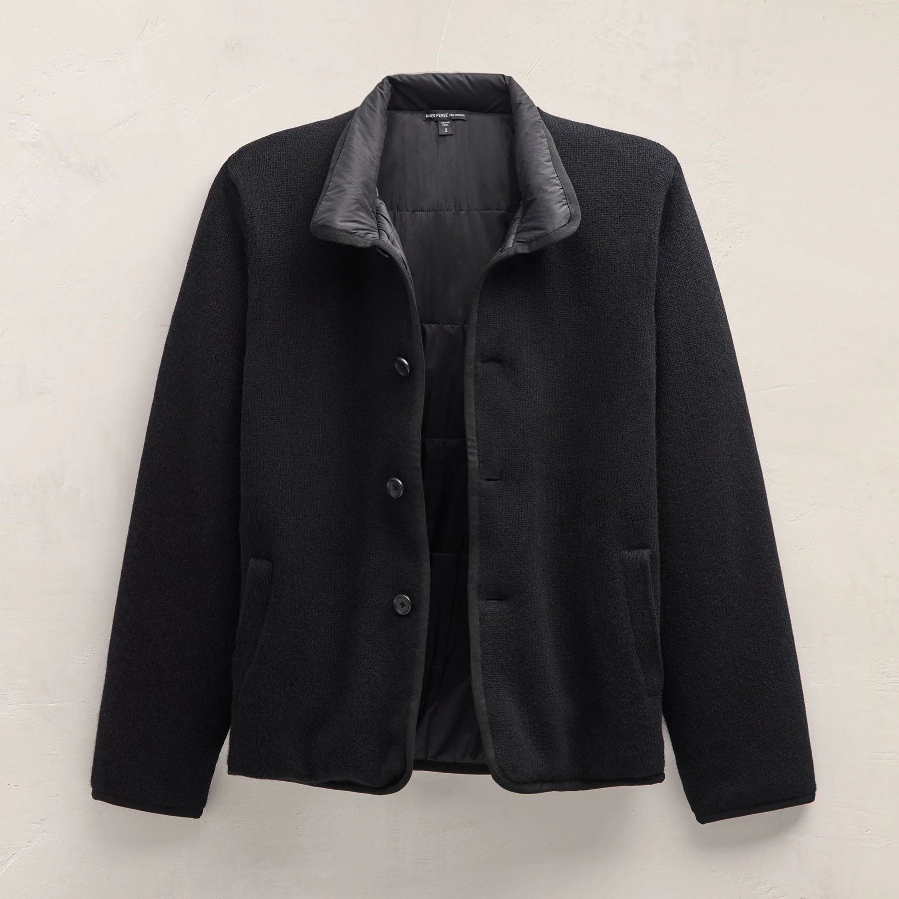 Recycled Cashmere Car Coat - Black/Black - Image 2