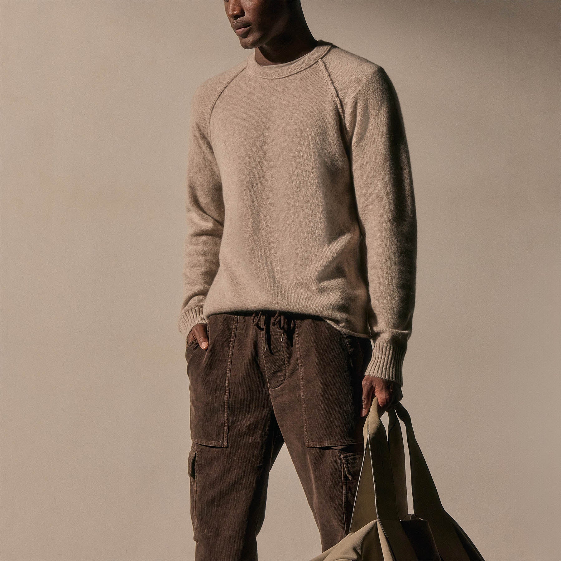 Recycled Cashmere Crew Sweater - Stone - Image 2