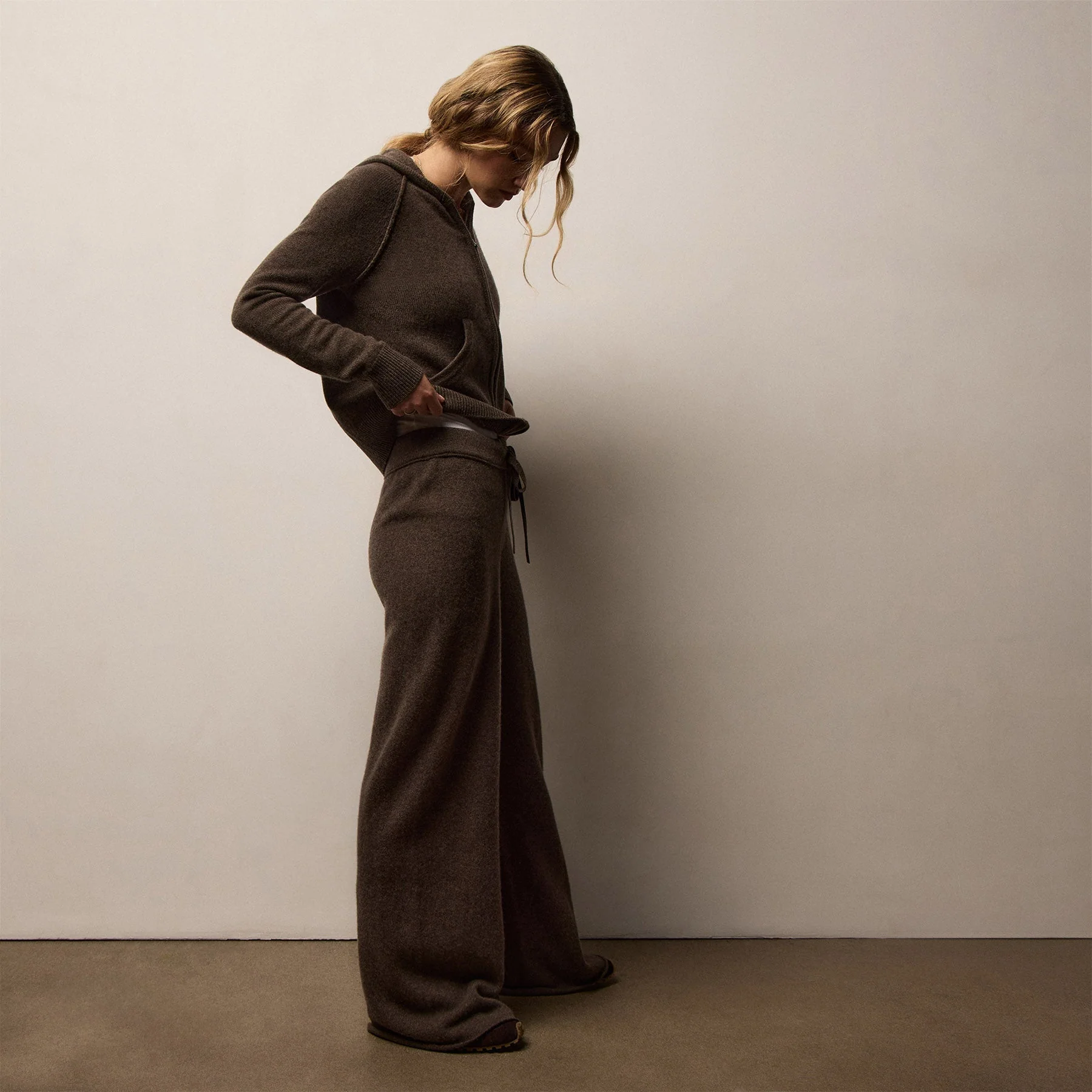 Recycled Cashmere Wide Leg Pant - Porcupine - Image 3