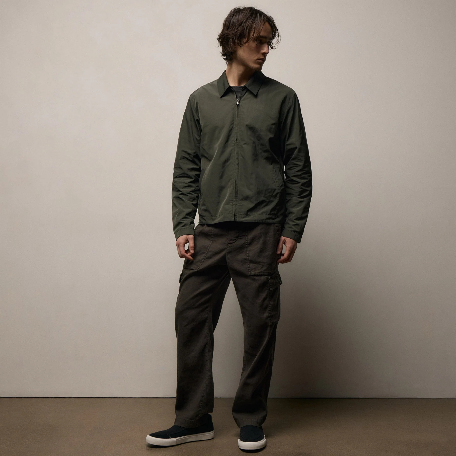 Recycled Twill Coach Jacket - Dark Olive - Image 6