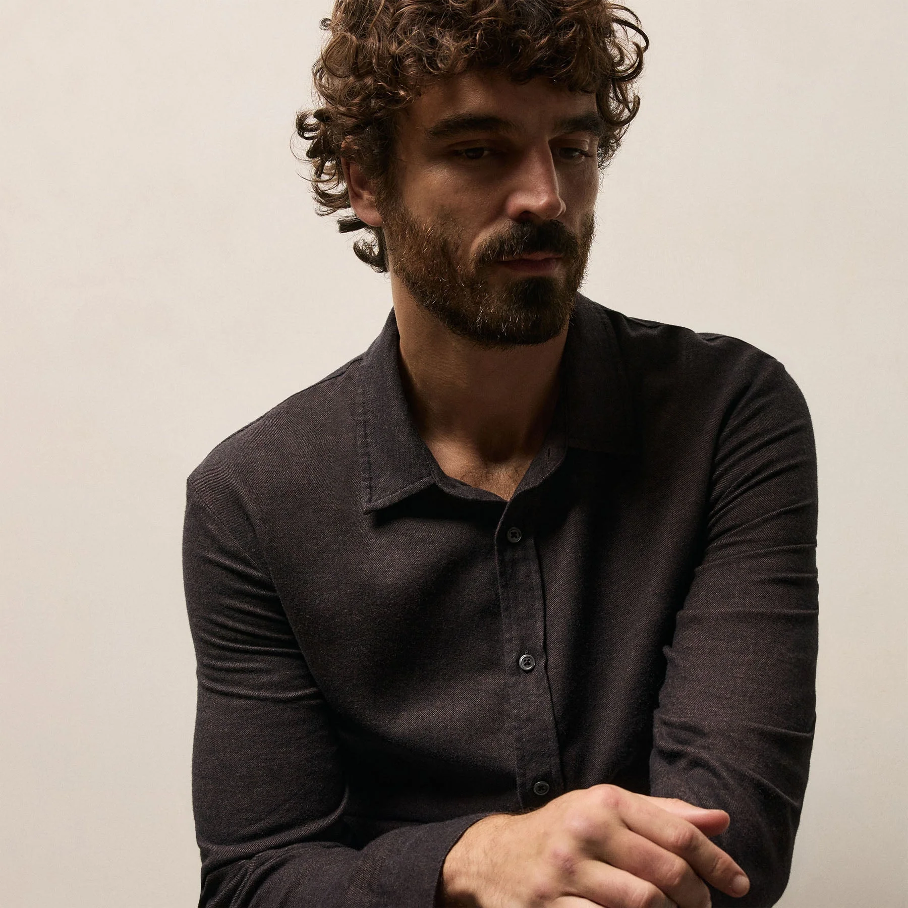 Refined Cotton Flannel Shirt - Cocoa - Image 3