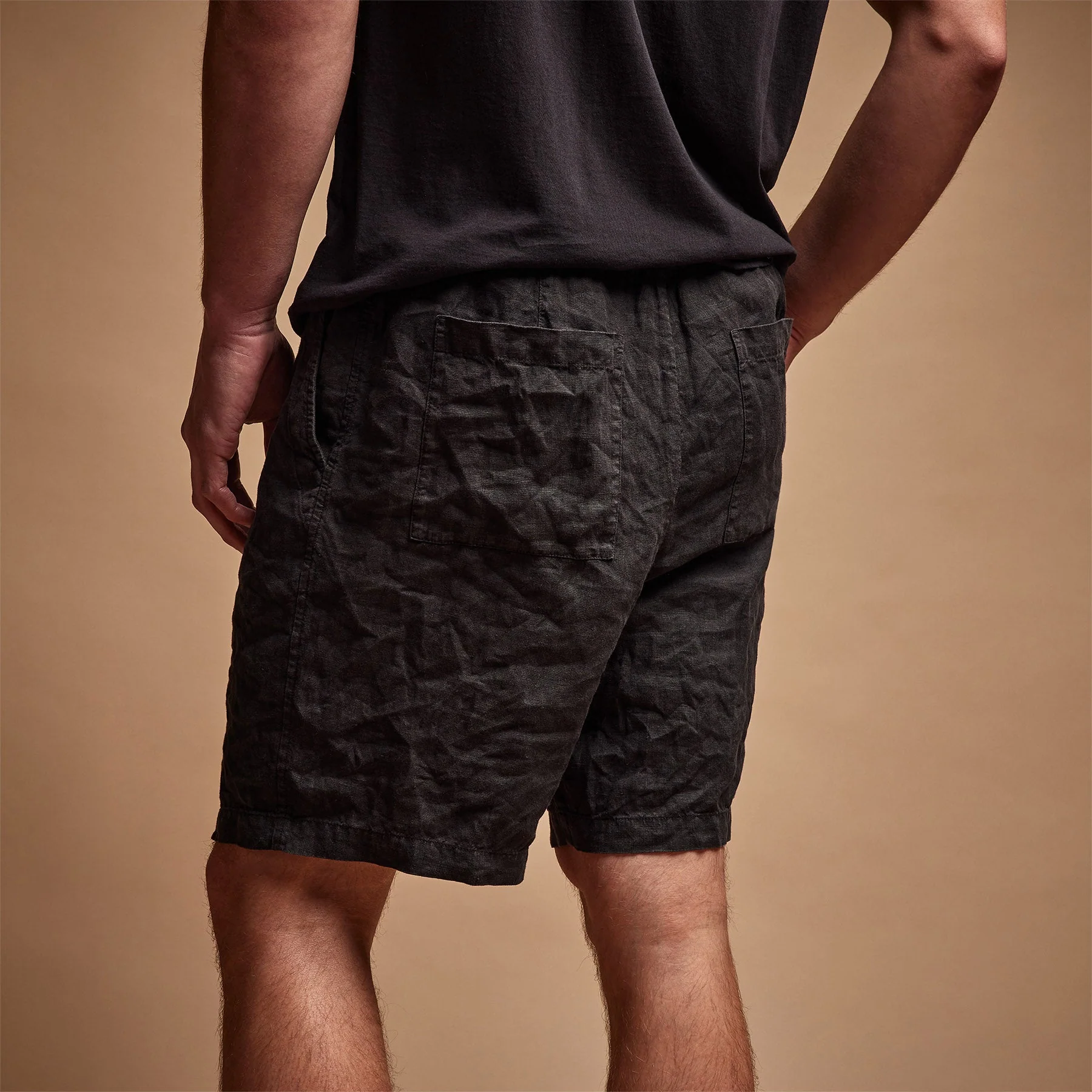 Relaxed Fit Linen Short - Black - Image 2