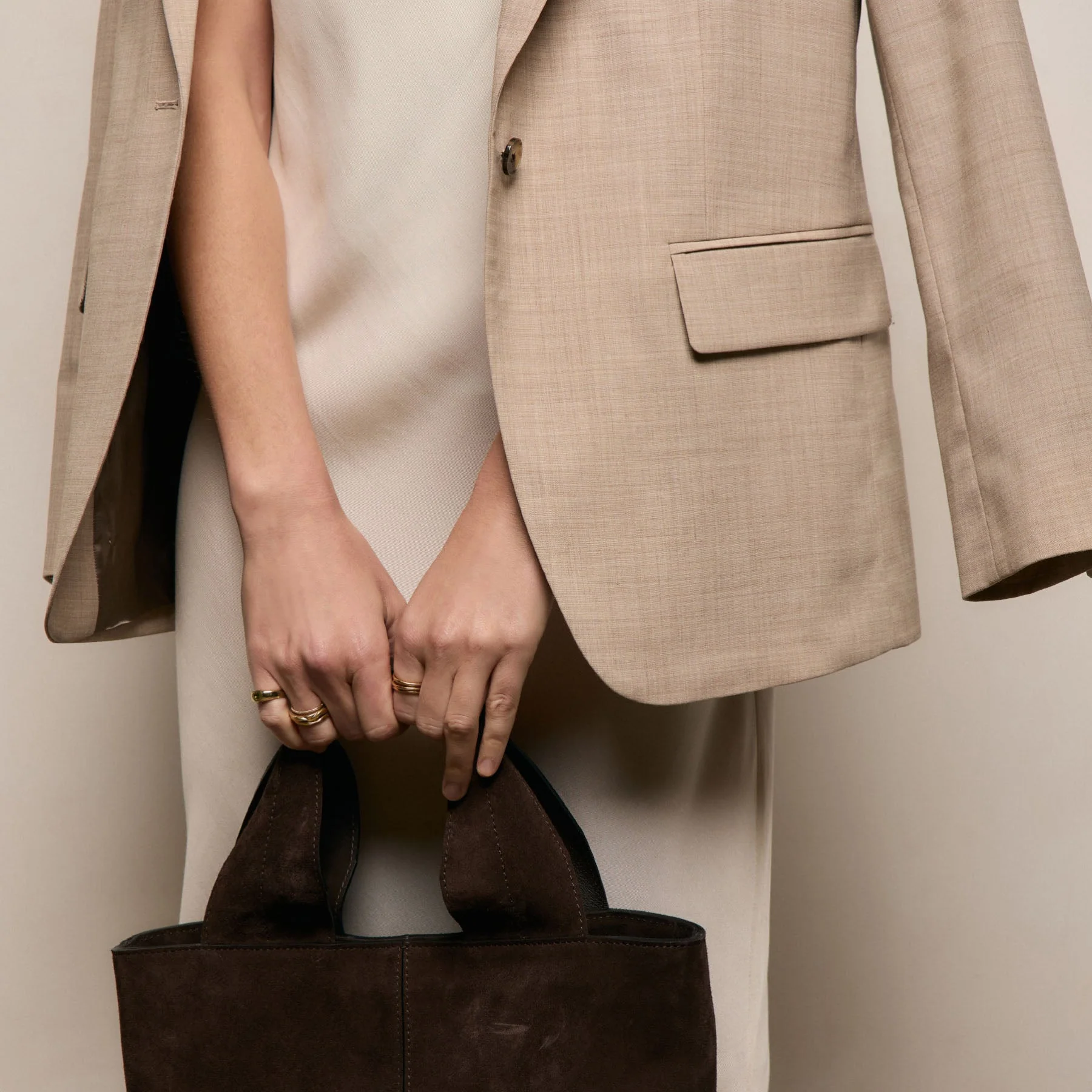 Relaxed Wool Blend Melange Blazer - Heather Stone - Image 4