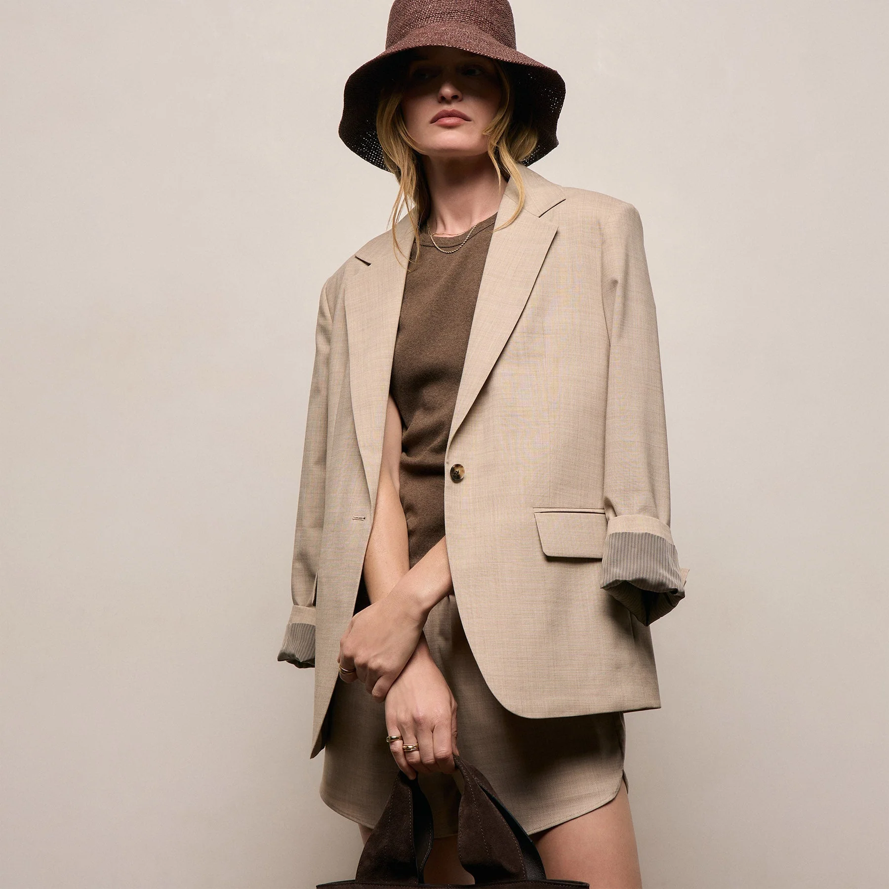 Relaxed Wool Blend Melange Blazer - Heather Stone - Image 6