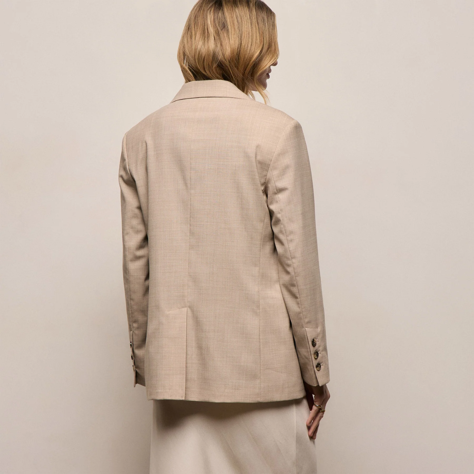 Relaxed Wool Blend Melange Blazer - Heather Stone - Image 7