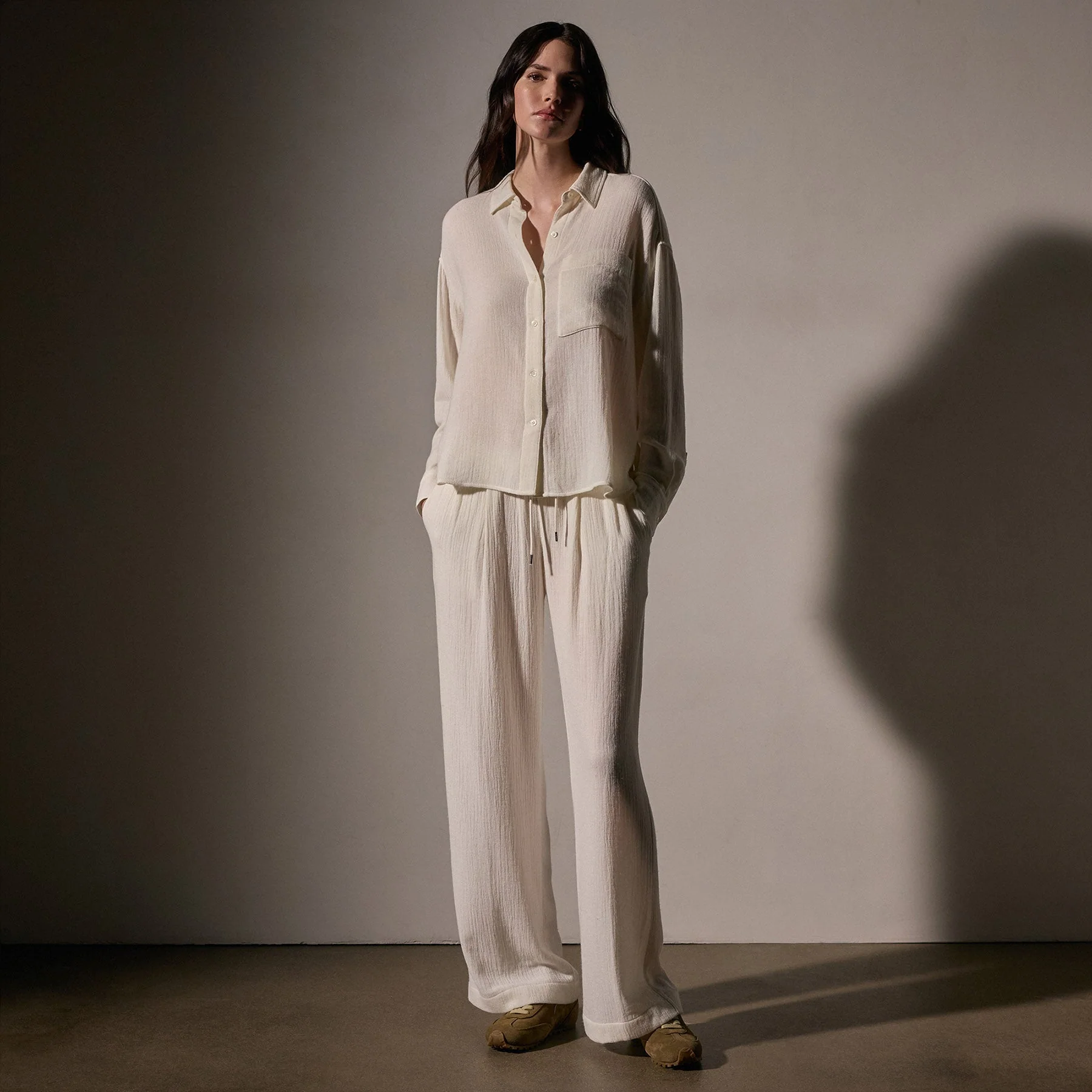 Relaxed Wool Blend Shirt - Ivory - Image 3