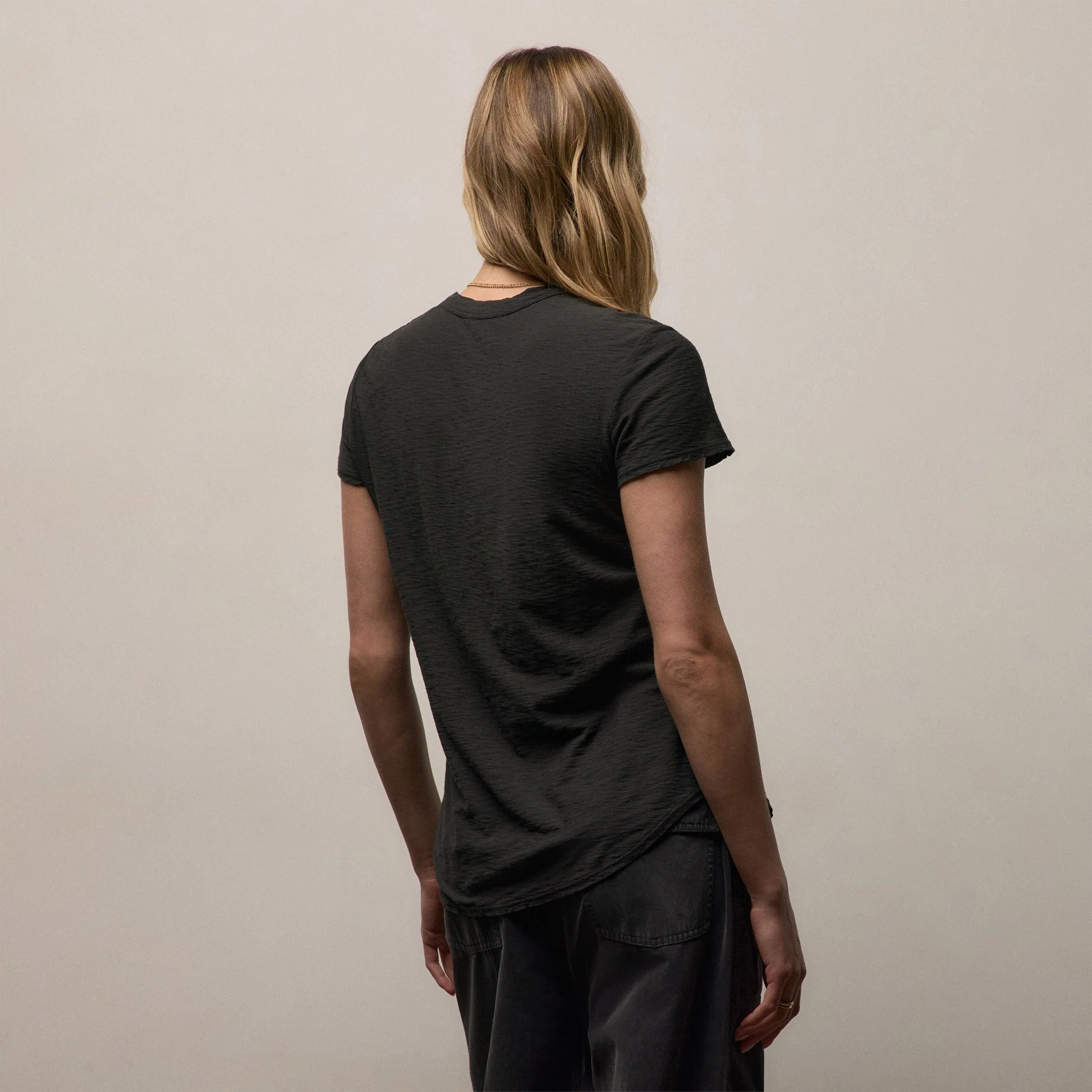 Sheer Slub Crew Neck Tee - Carbon - Image 3