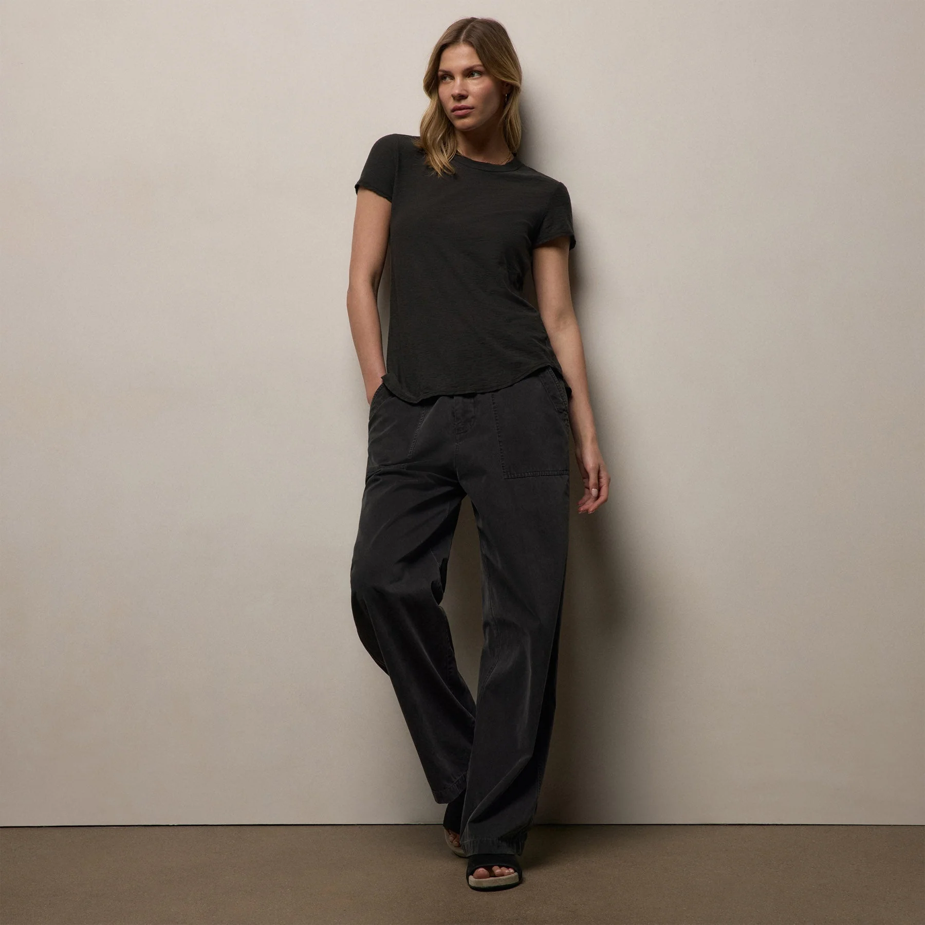 Sheer Slub Crew Neck Tee - Carbon - Image 4