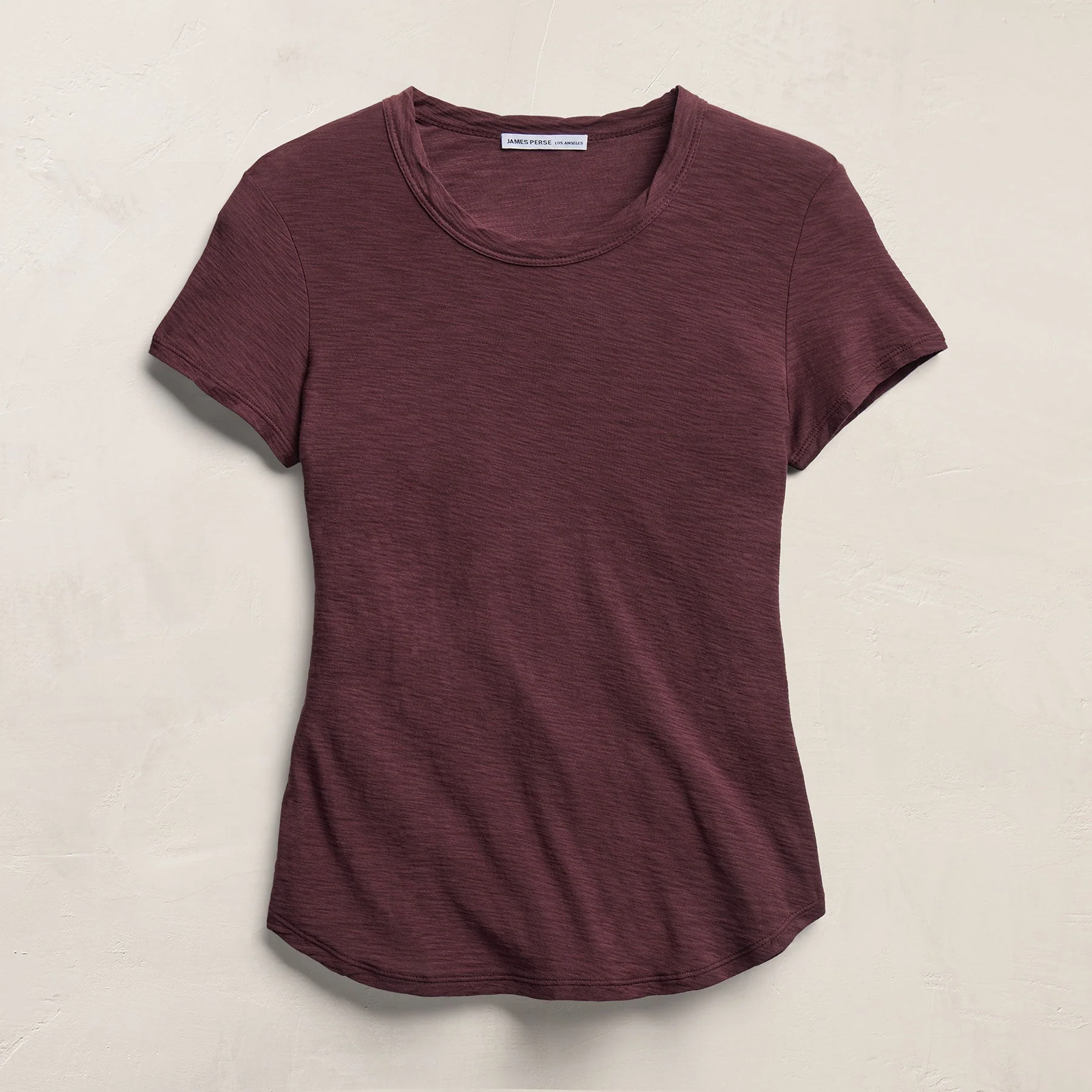 Sheer Slub Crew Neck Tee - Dark Plum - Image 2