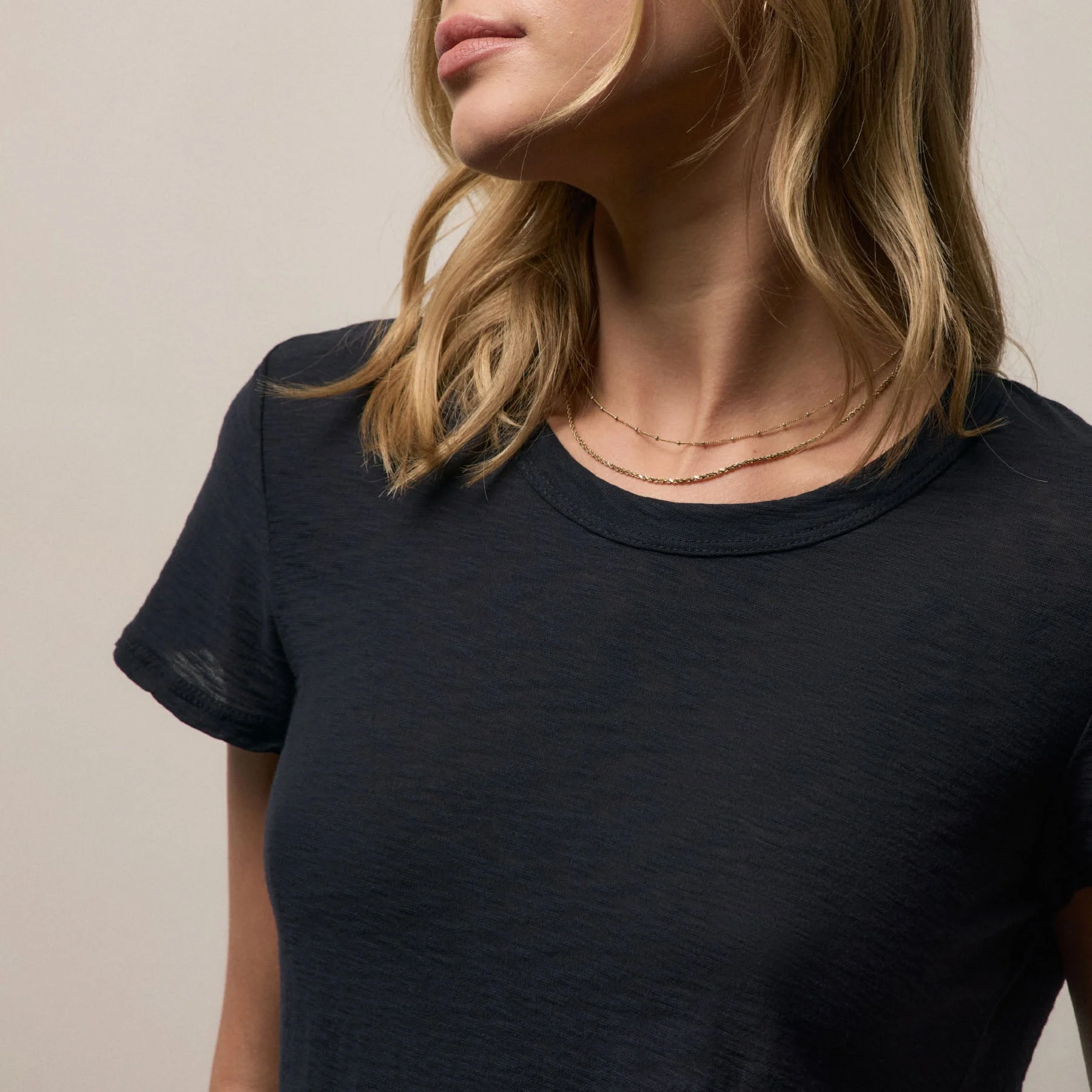 Sheer Slub Crew Neck Tee - Deep - Image 3