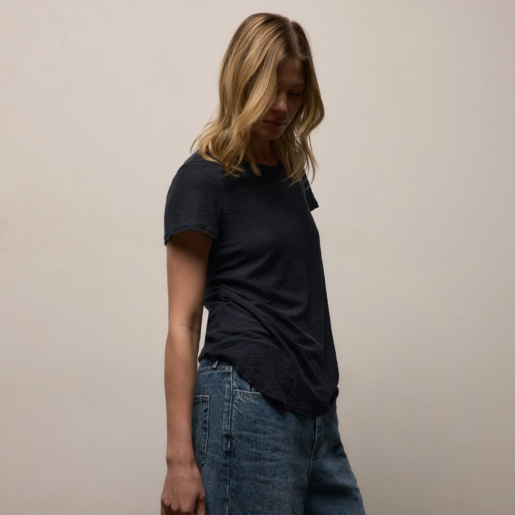 Sheer Slub Crew Neck Tee - Deep - Image 4