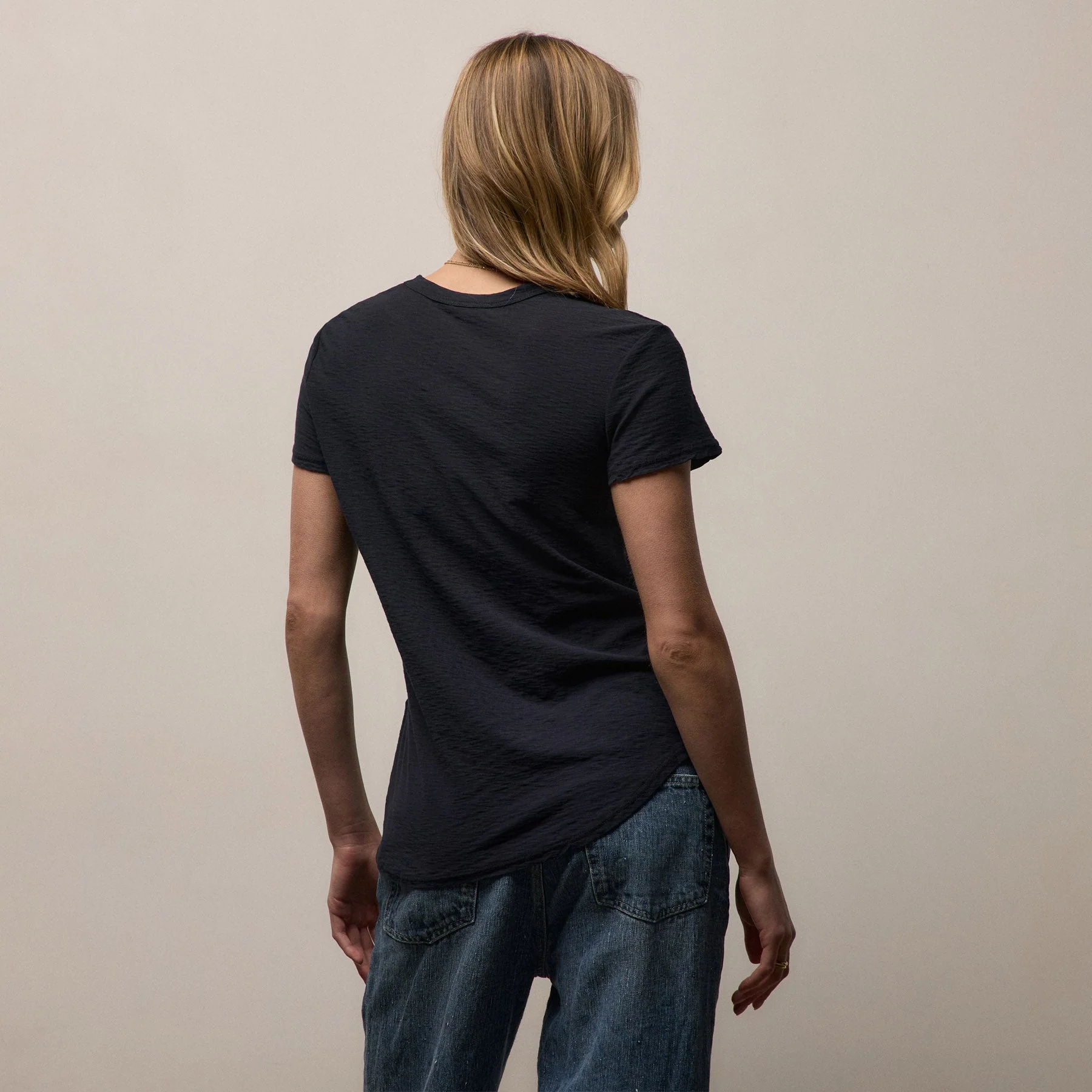 Sheer Slub Crew Neck Tee - Deep - Image 5