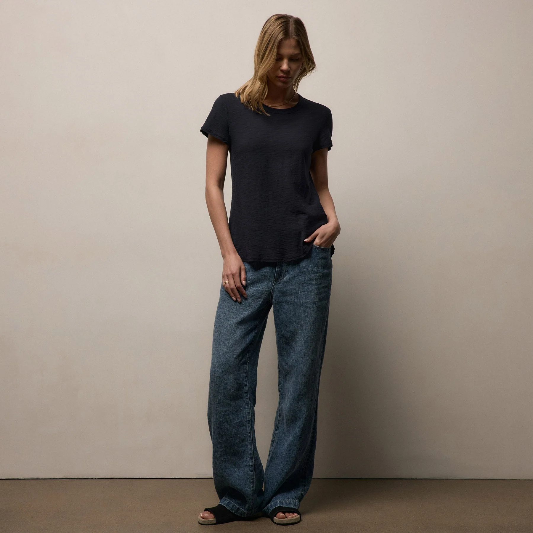 Sheer Slub Crew Neck Tee - Deep - Image 6