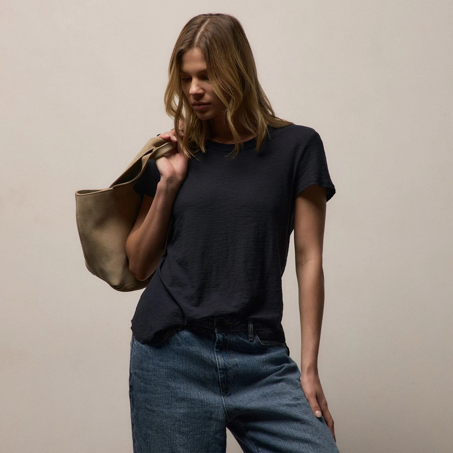 Sheer Slub Crew Neck Tee - Deep - Image 7