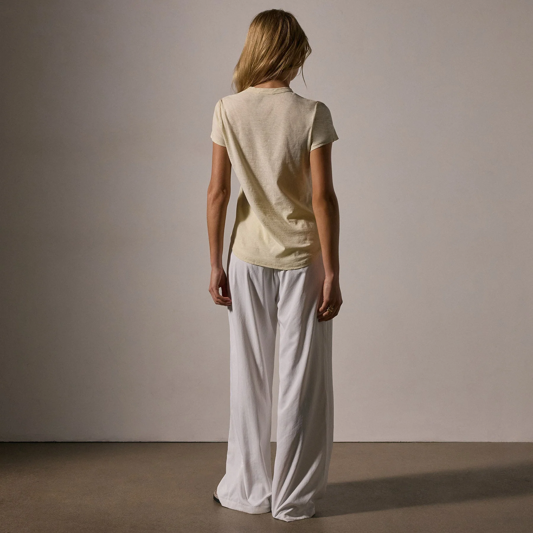 Sheer Slub Crew Neck Tee - Naples Yellow - Image 4