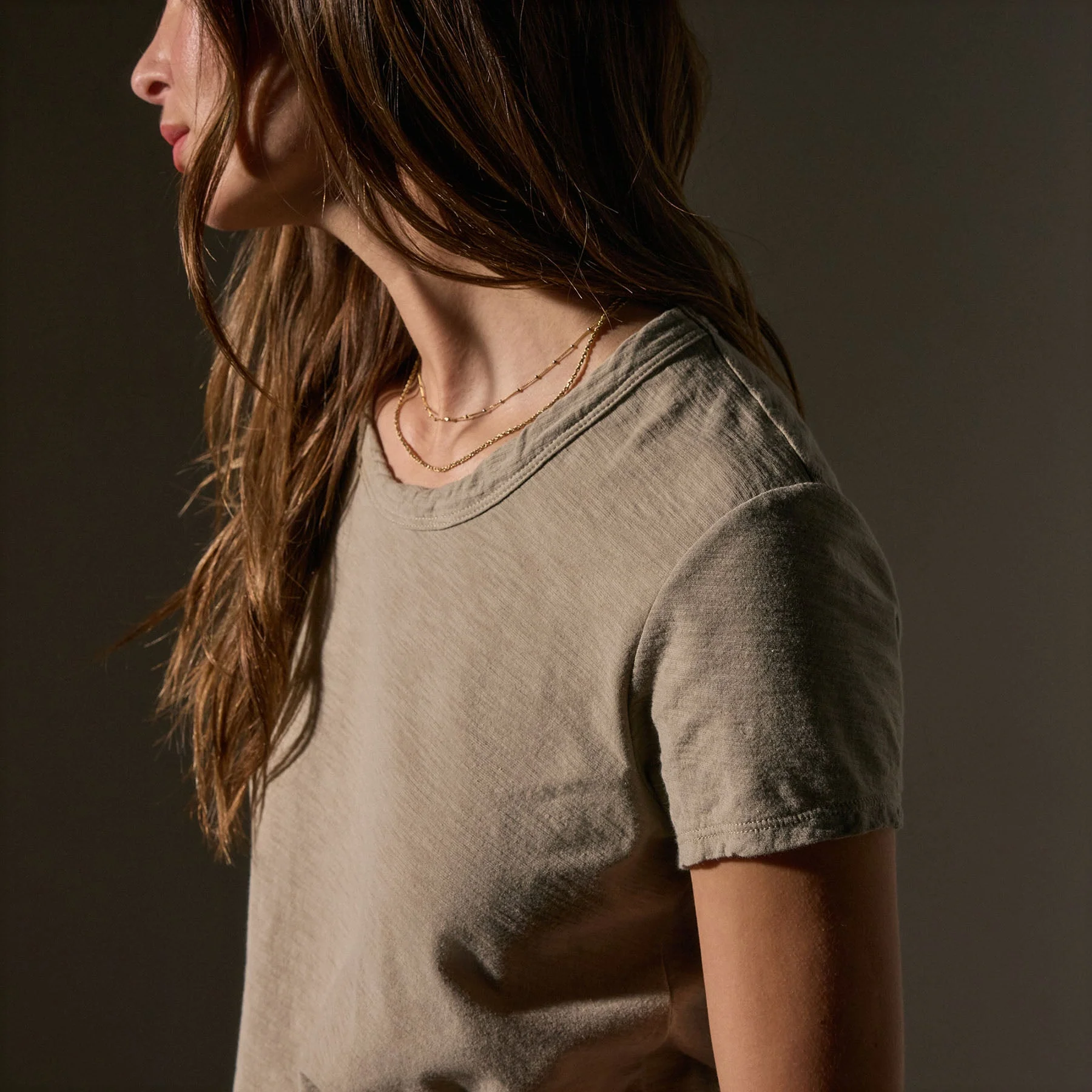 Sheer Slub Crew Neck Tee - Overcast - Image 2