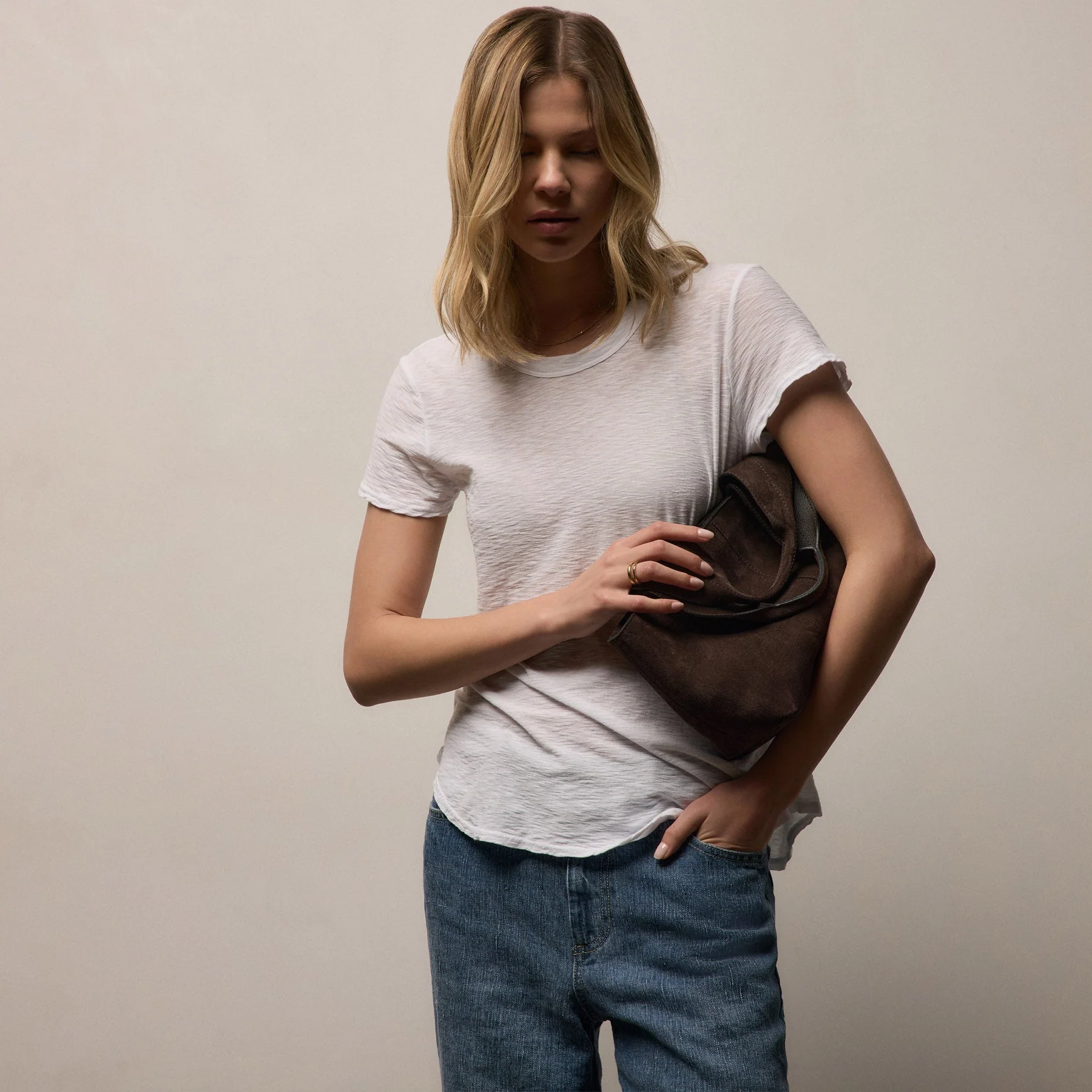 Sheer Slub Crew Neck Tee - White - Image 7