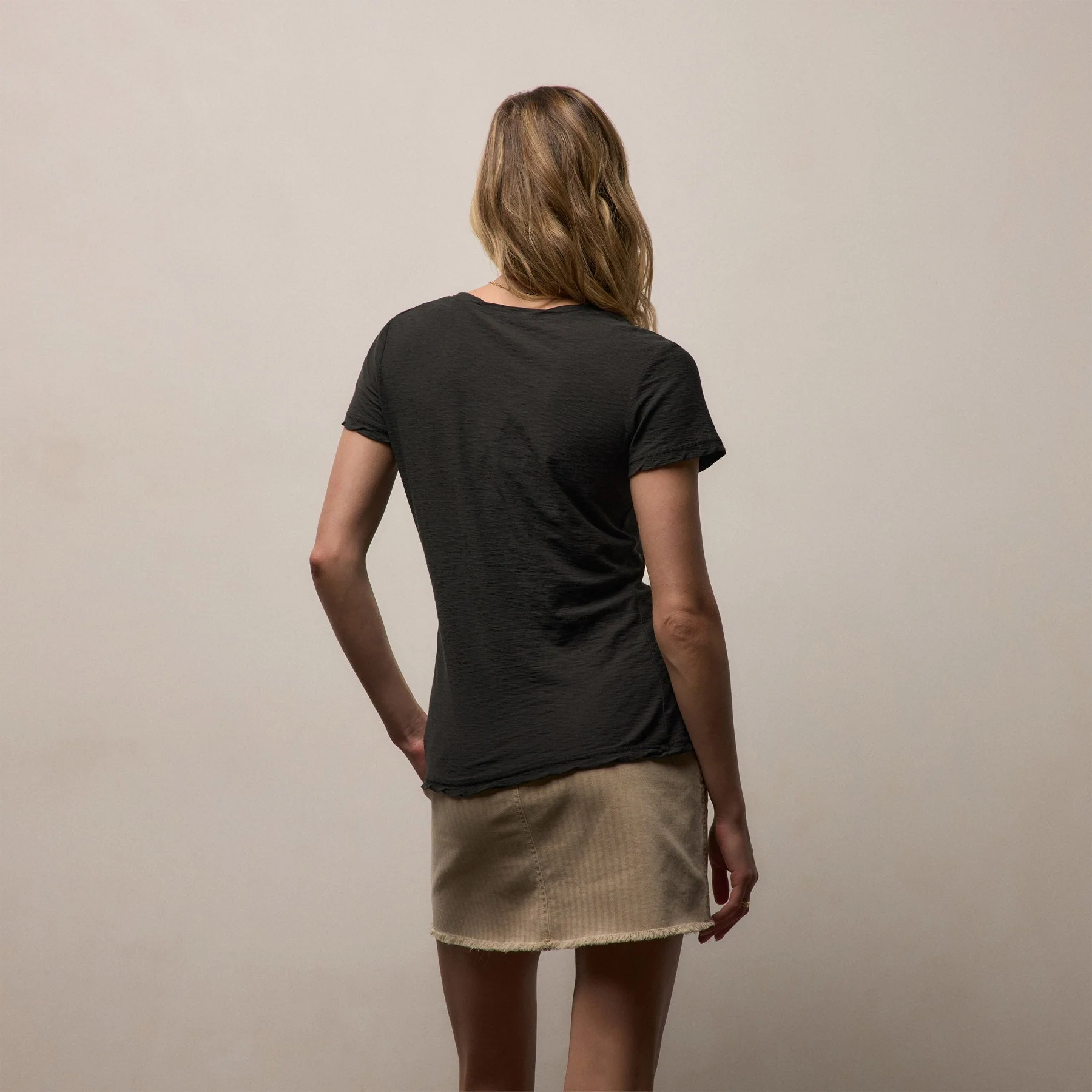 Sheer Slub V Neck - Carbon - Image 5