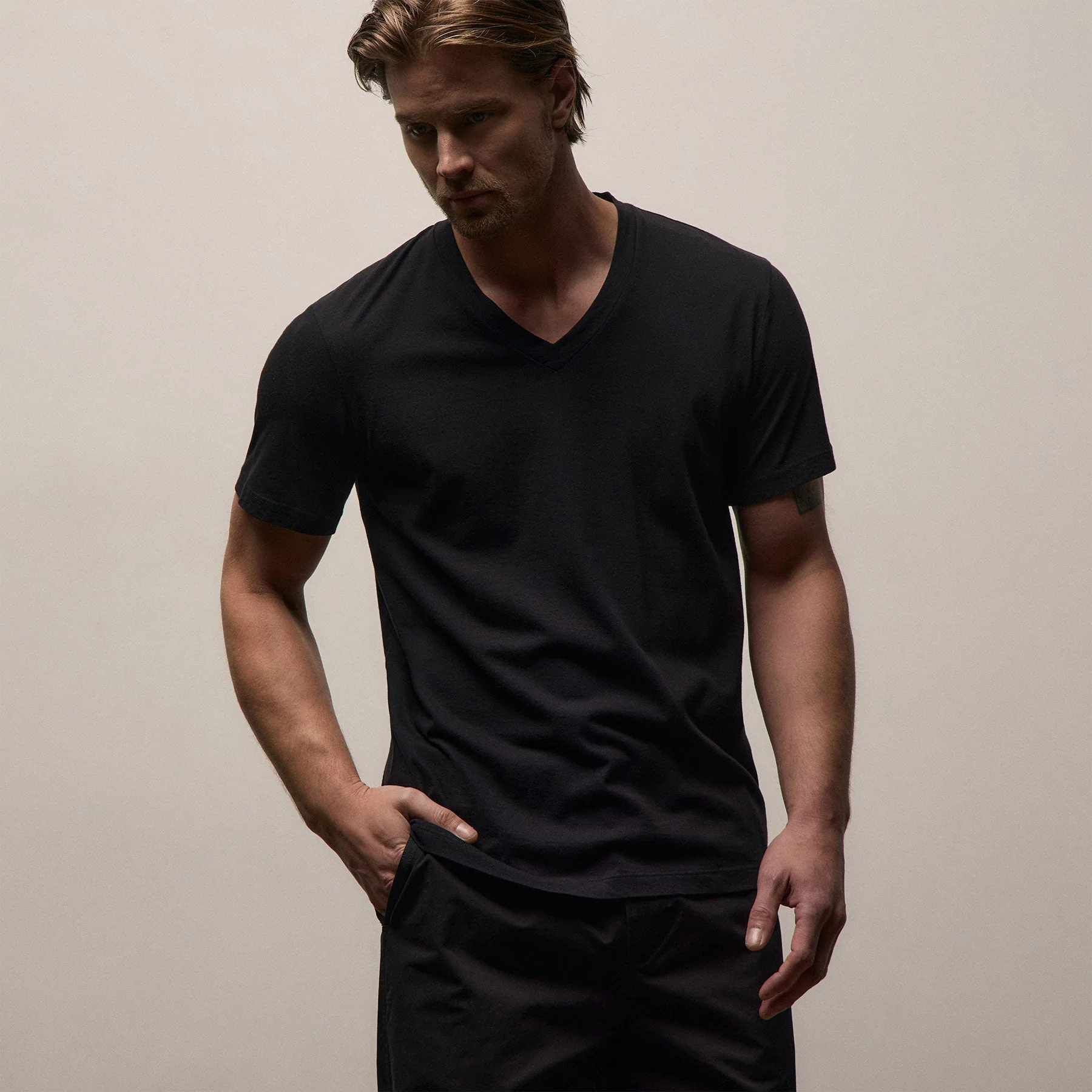 3 Pack Short Sleeve V Neck Tee - Black - Image 3