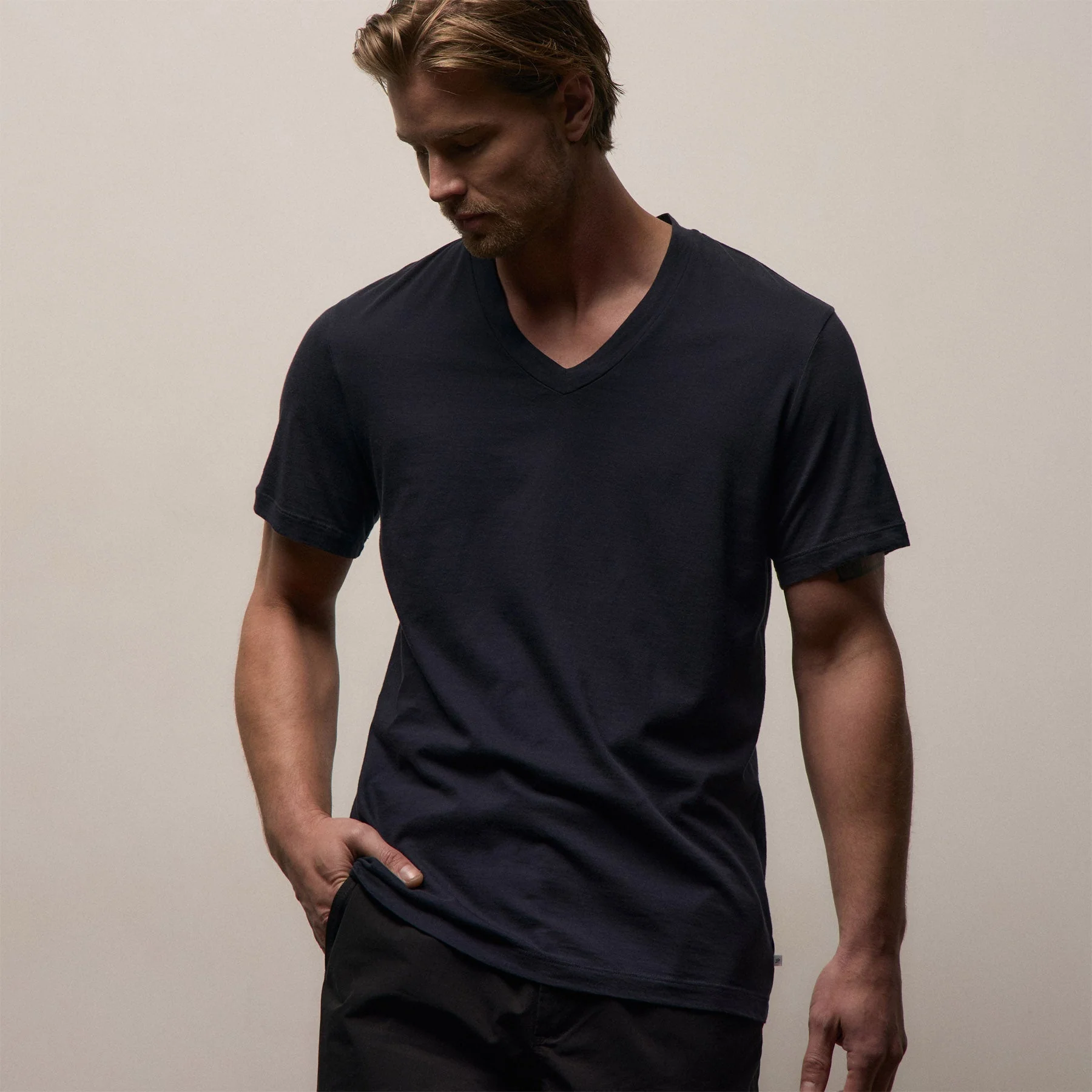 3 Pack Short Sleeve V Neck Tee - Black/White/Deep - Image 5