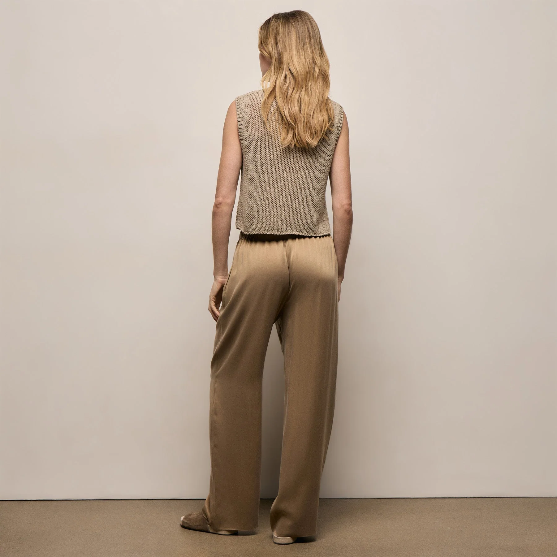 Silk Charmeuse Drawstring Pant - Honey - Image 7