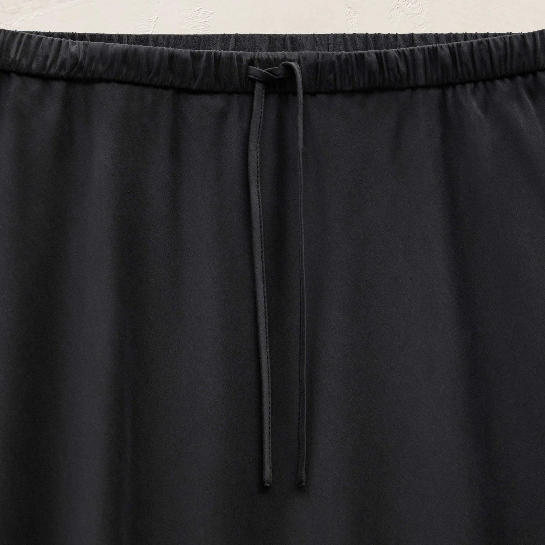 Silk Charmeuse Drawstring Skirt - Black - Image 8