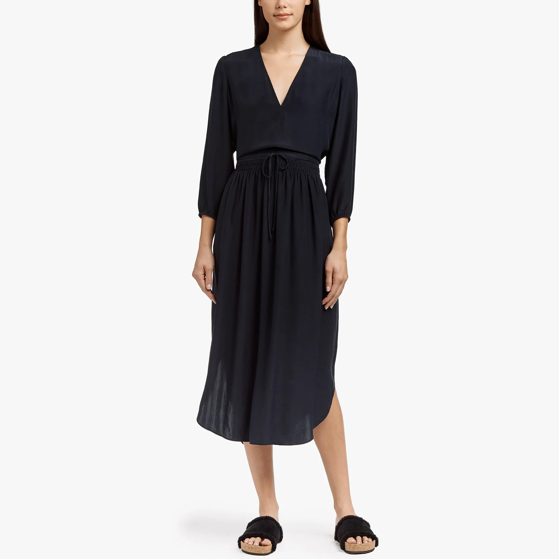 Silk Charmeuse Dress - French Navy - Image 3