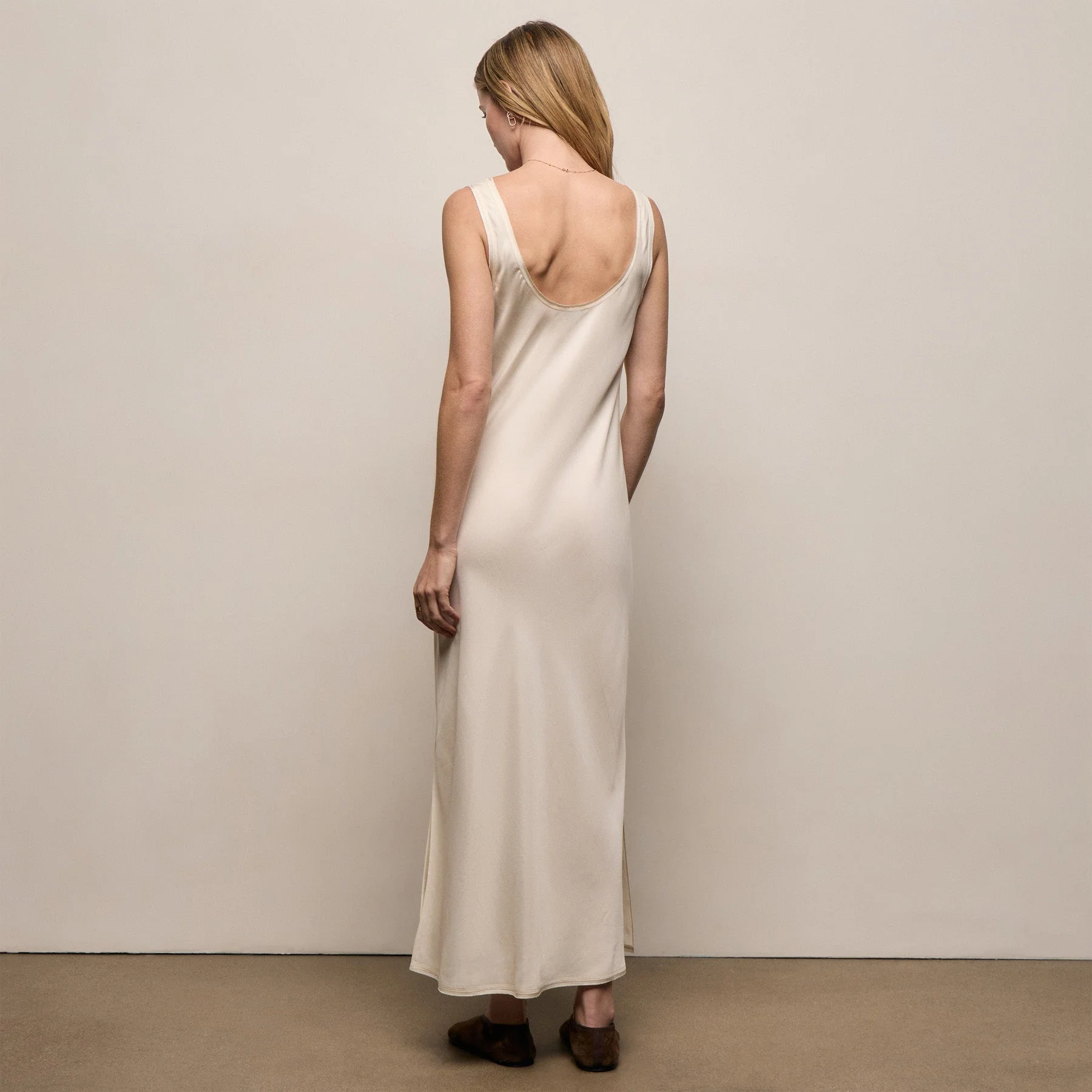Silk Twill Tank Dress - Ivory - Image 5