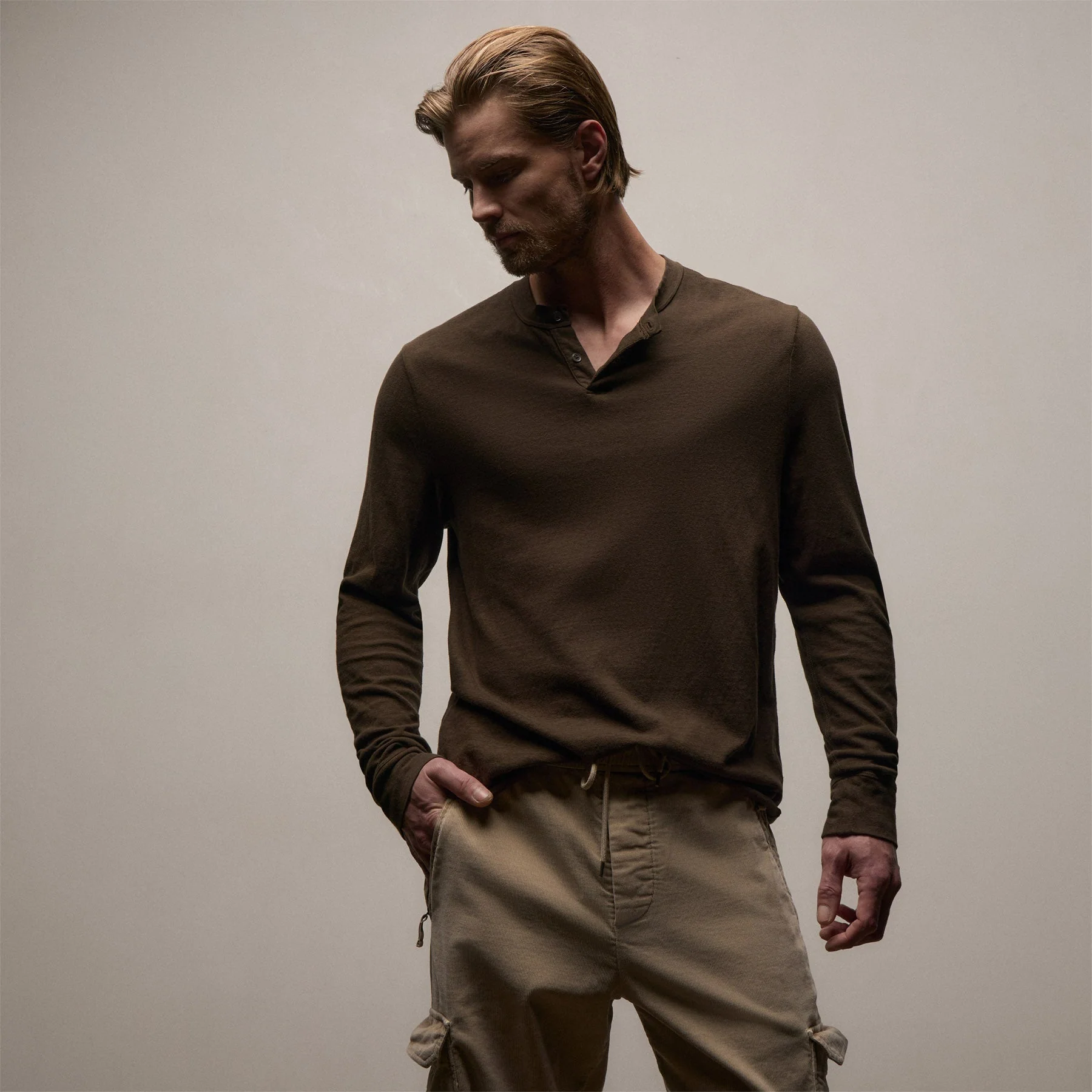 Slub Jersey Long Sleeve Henley - Porcupine - Image 3