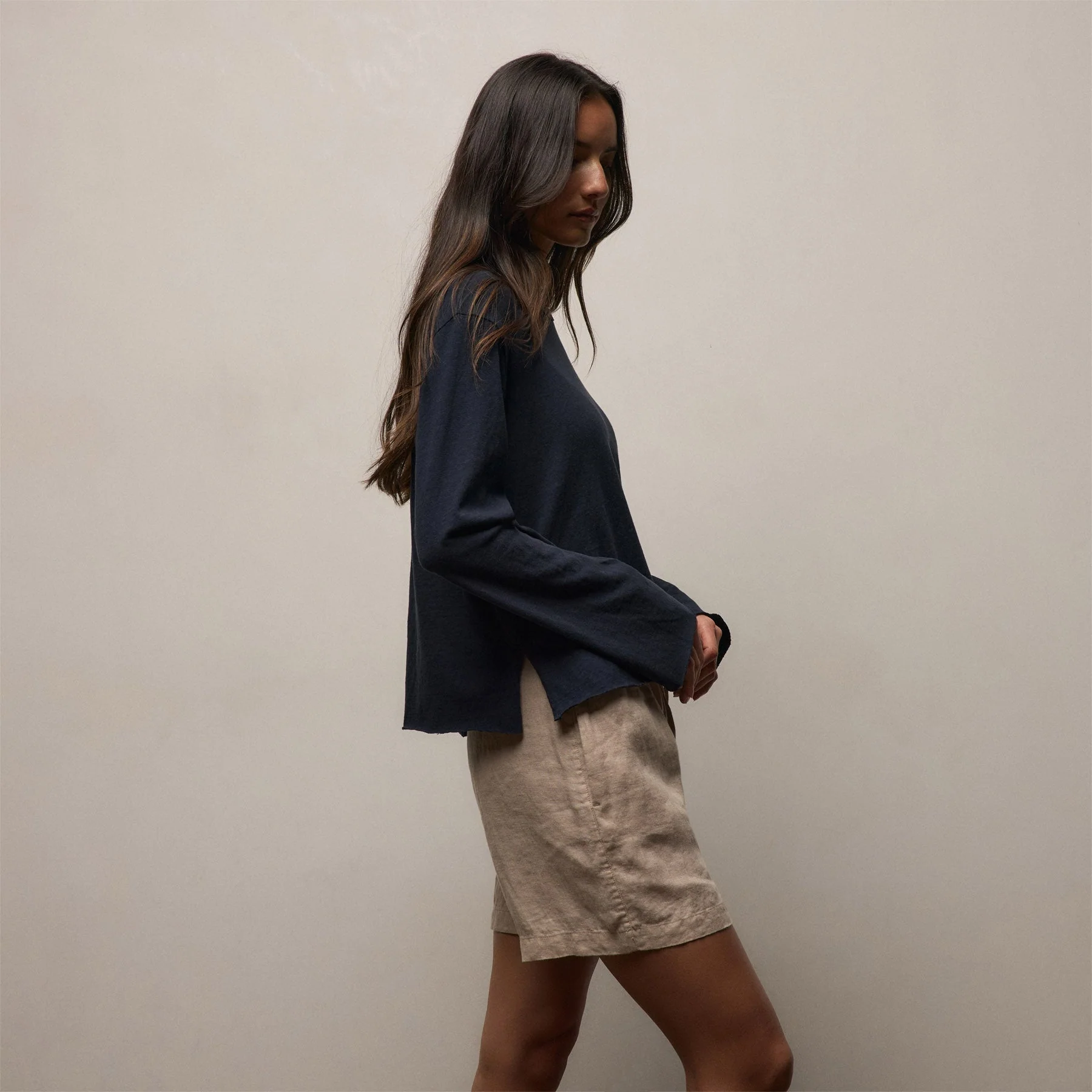 Slub Jersey Long Sleeve Tee - Classic Navy - Image 3