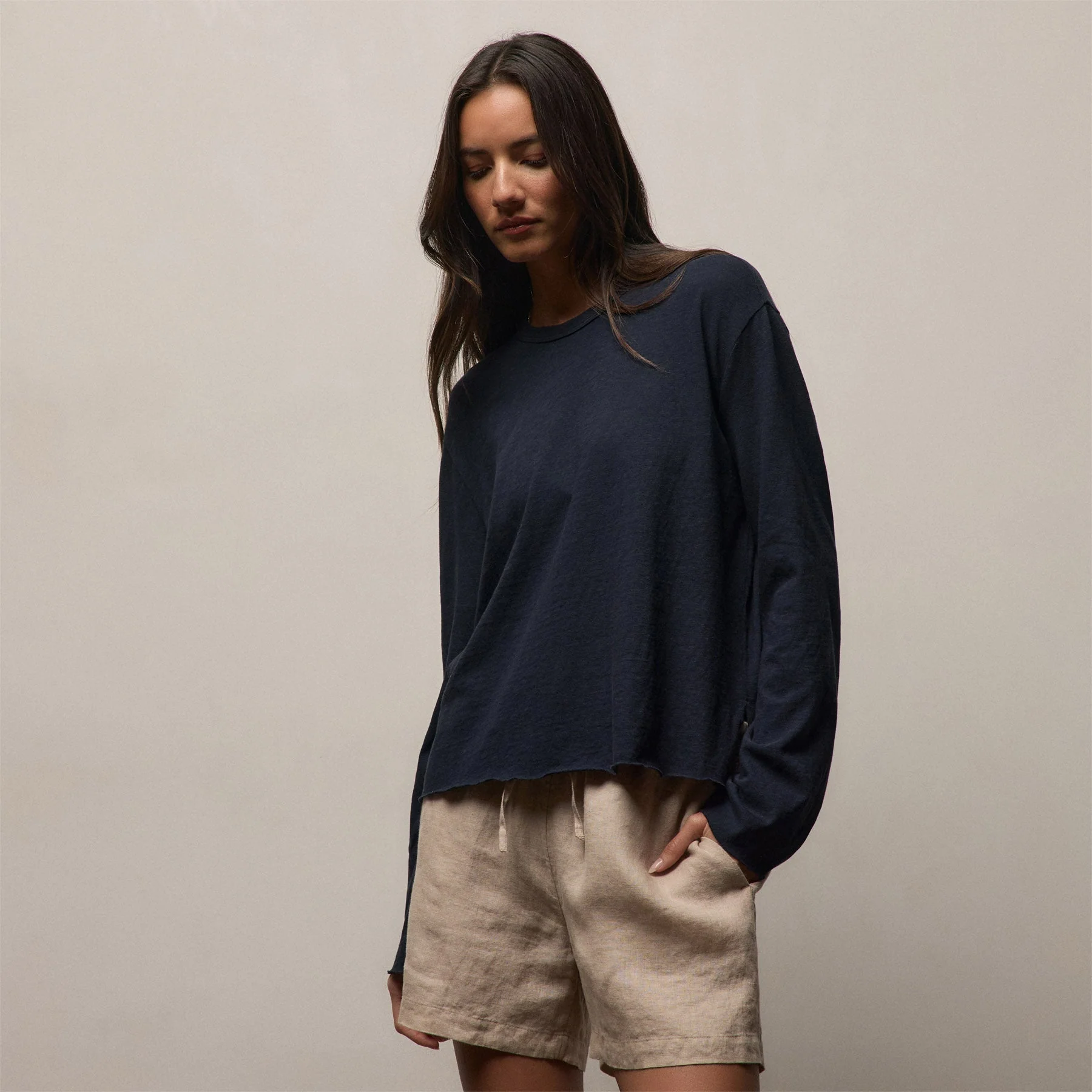 Slub Jersey Long Sleeve Tee - Classic Navy - Image 4