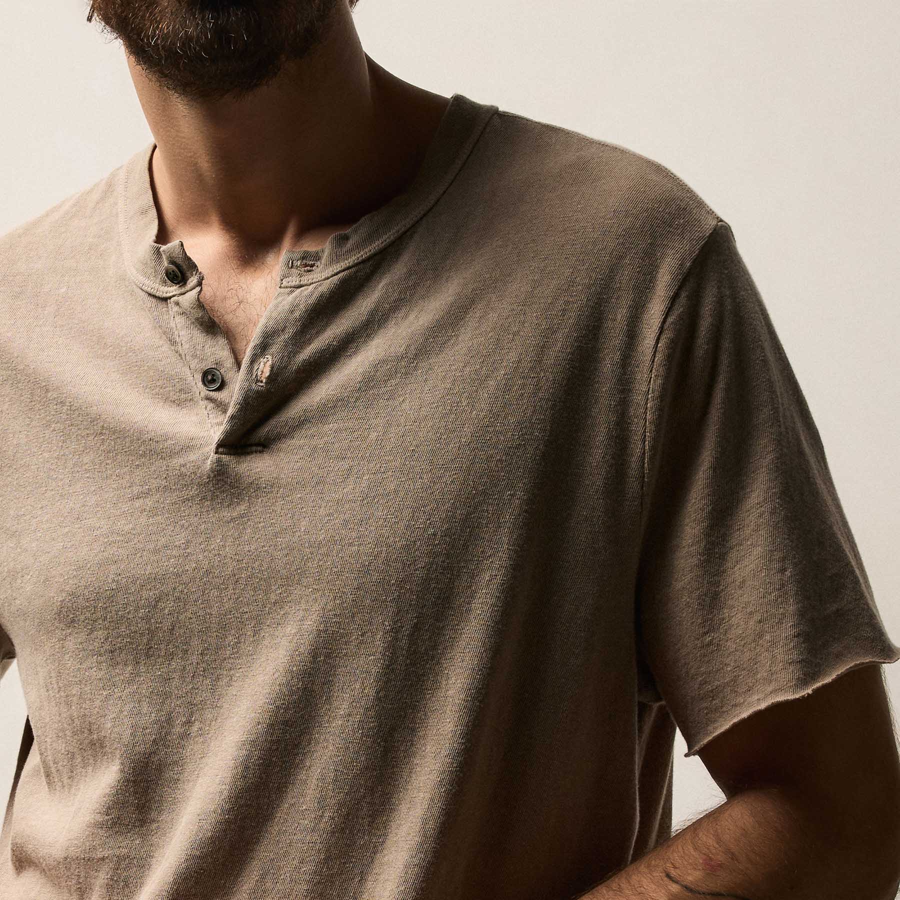 Slub Jersey Short Sleeve Henley - Overcast Pigment - Image 3