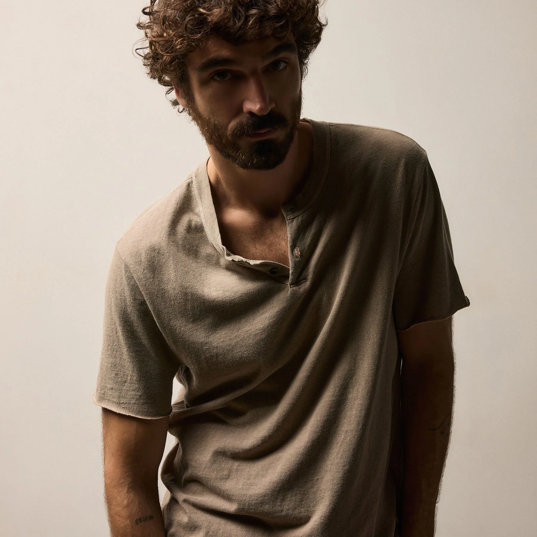 Slub Jersey Short Sleeve Henley - Overcast Pigment - Image 4