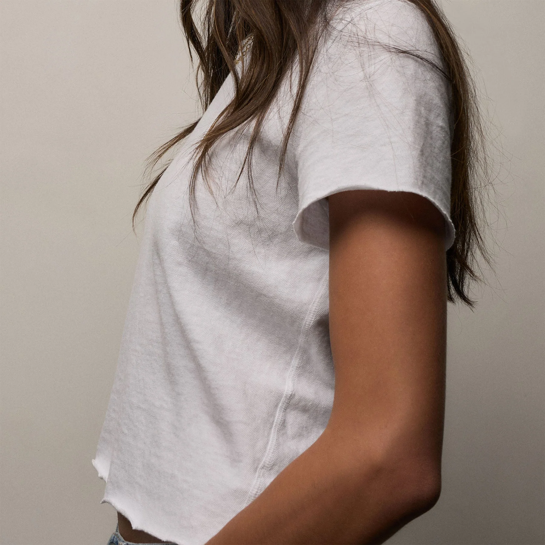 Slub Jersey Shrunken Tee - White - Image 6