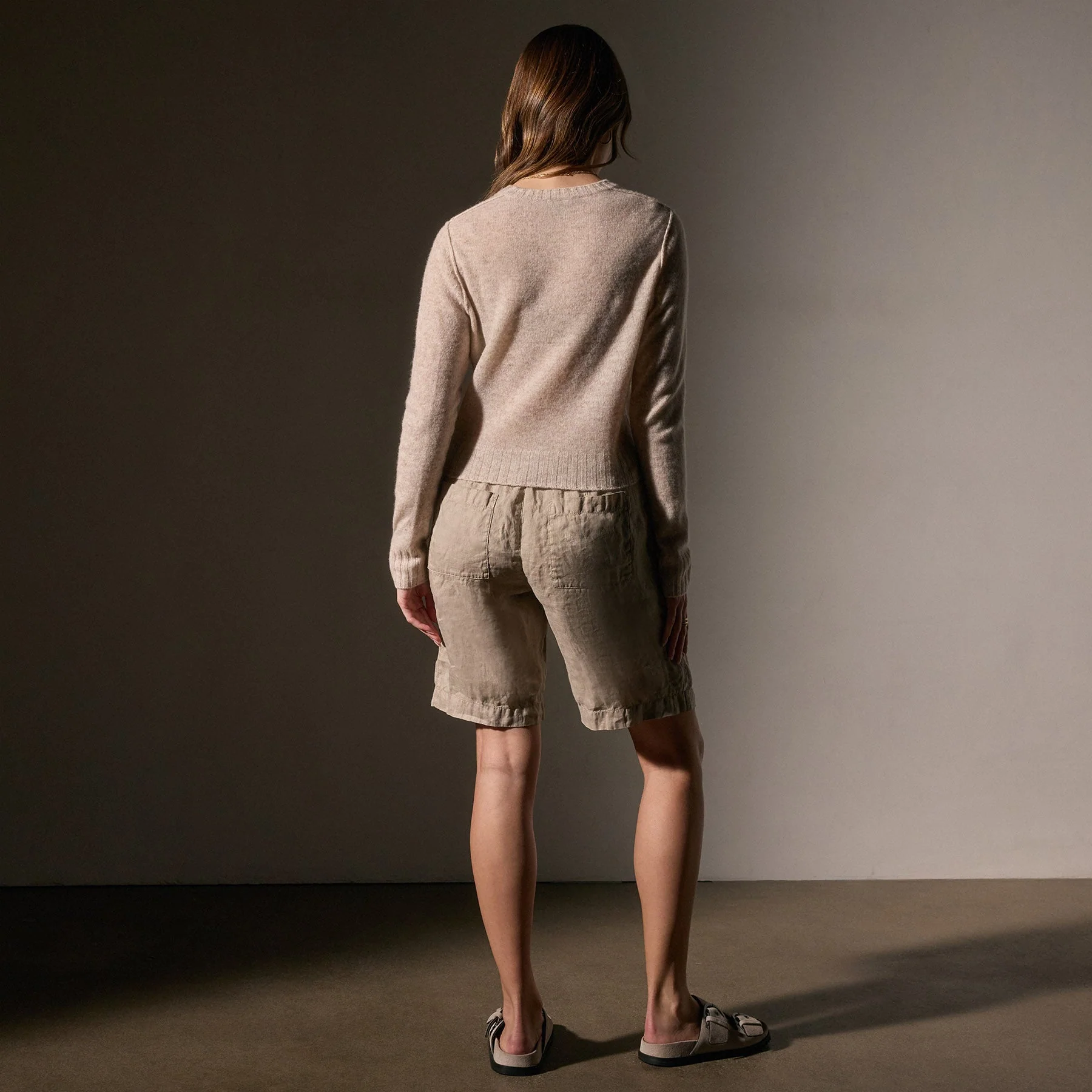 Soft Featherweight Cashmere Cropped Sweater - Light Beige - Image 5