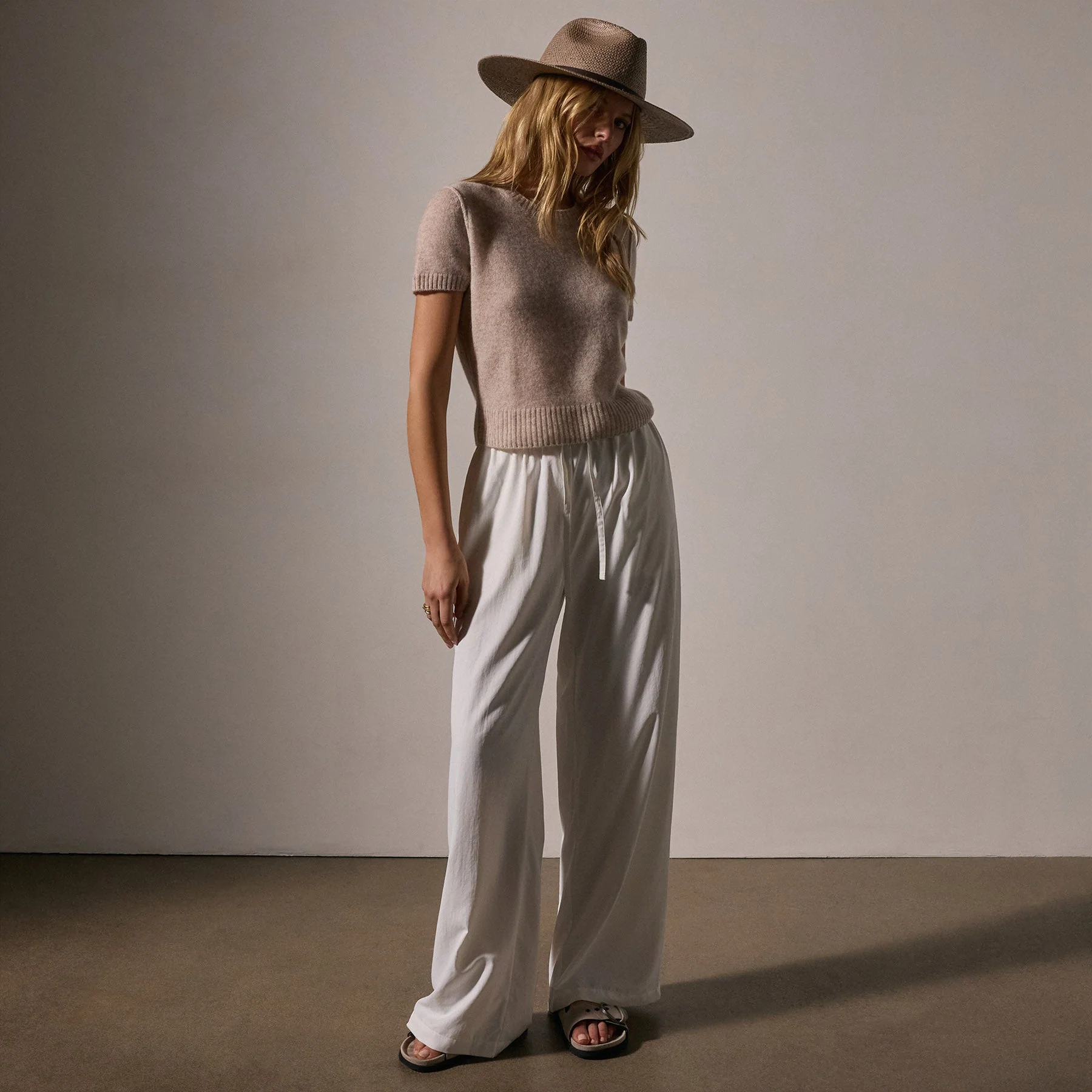 Soft Featherweight Cashmere Short Sleeve - Light Beige - Image 3
