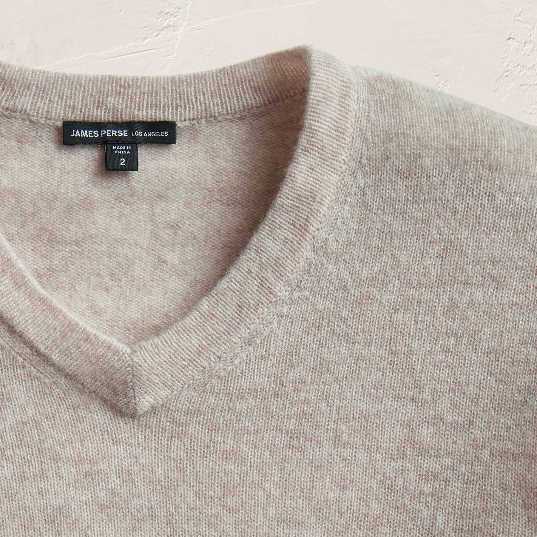 Soft Featherweight Cashmere V Neck - Light Beige - Image 3