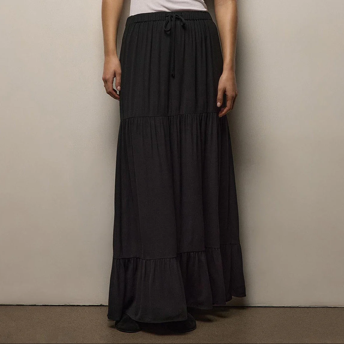Soft Matte Long Skirt - Black