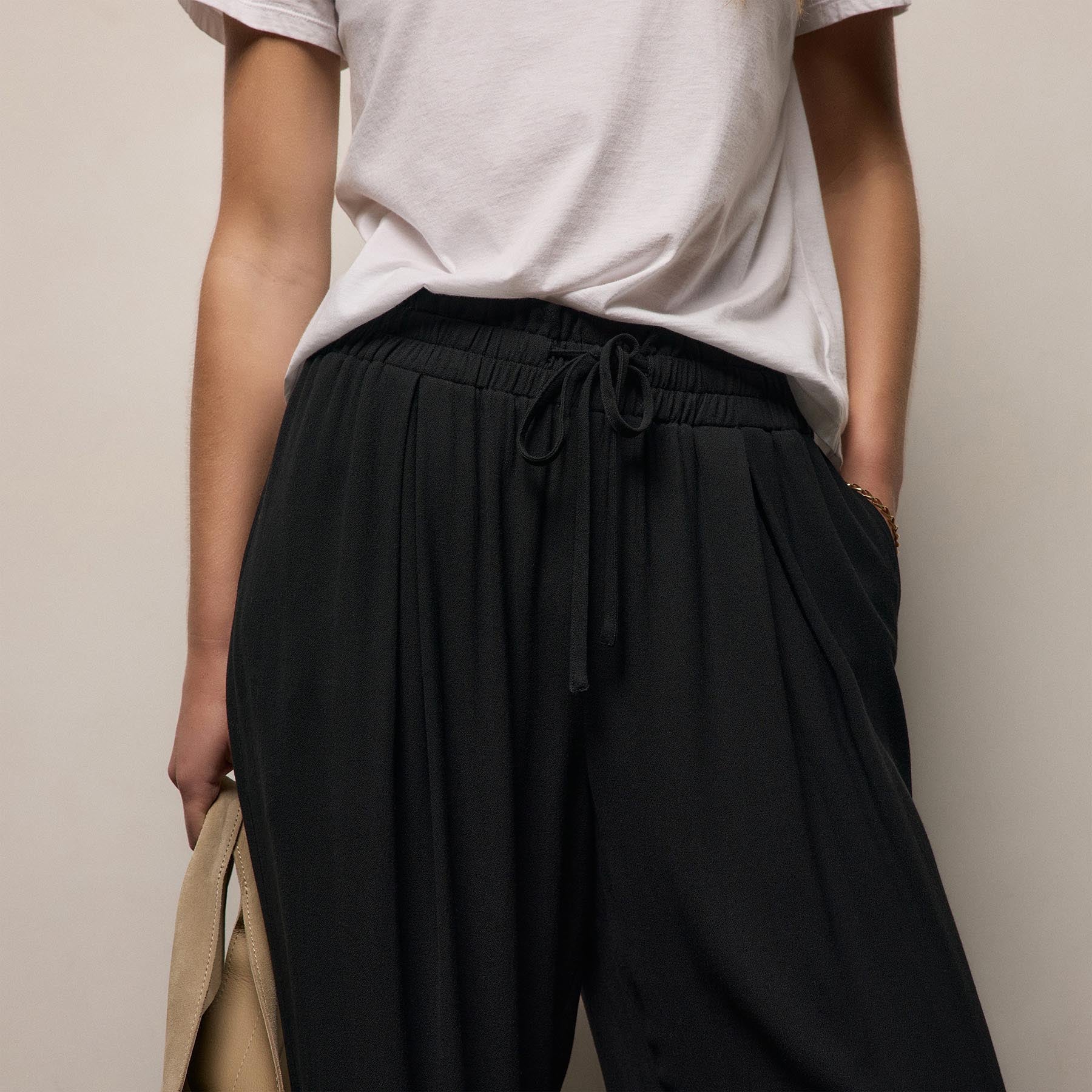Soft Matte Pleated Pant - Black - Image 3