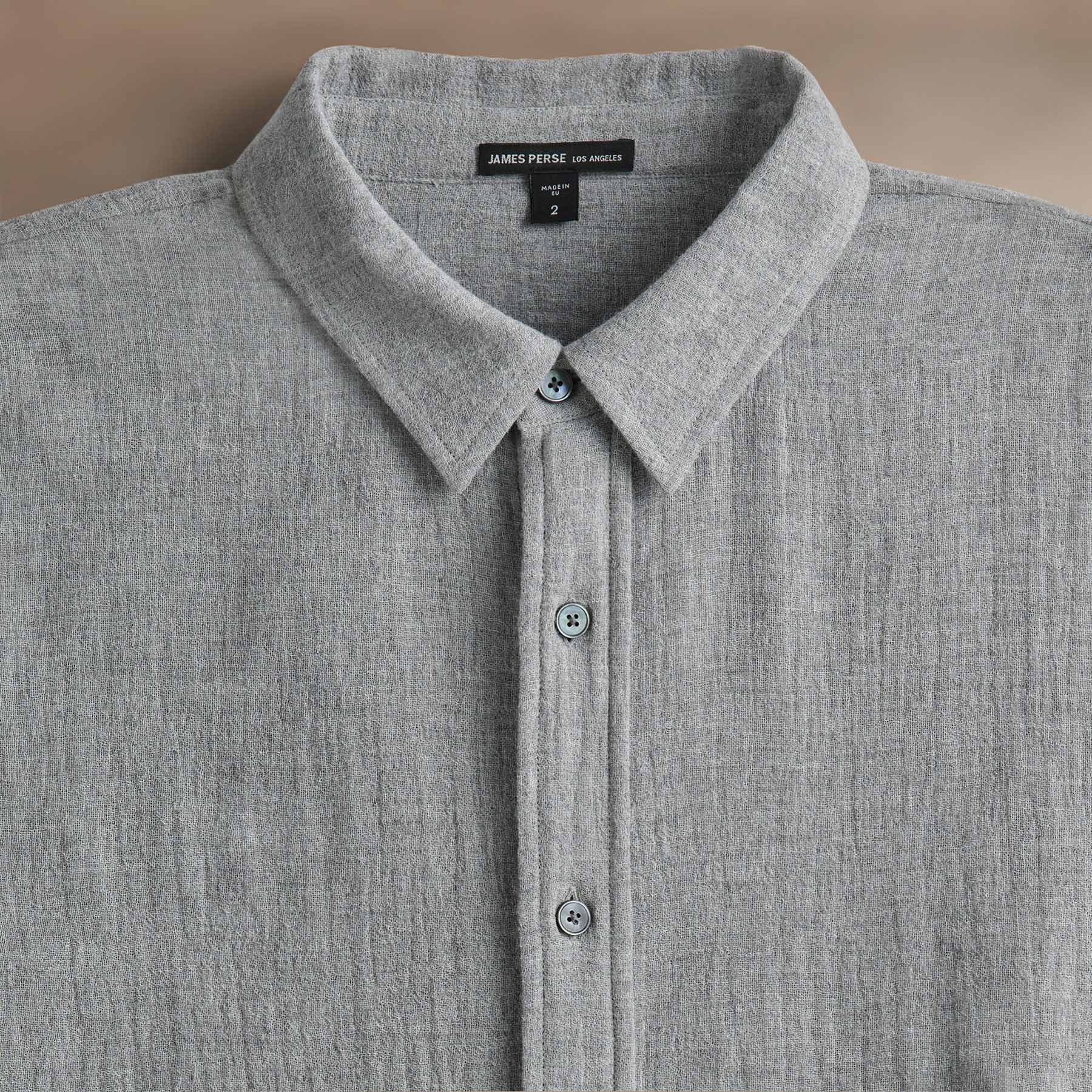 Solid Viscose Wool Shirting - Heather Grey - Image 3