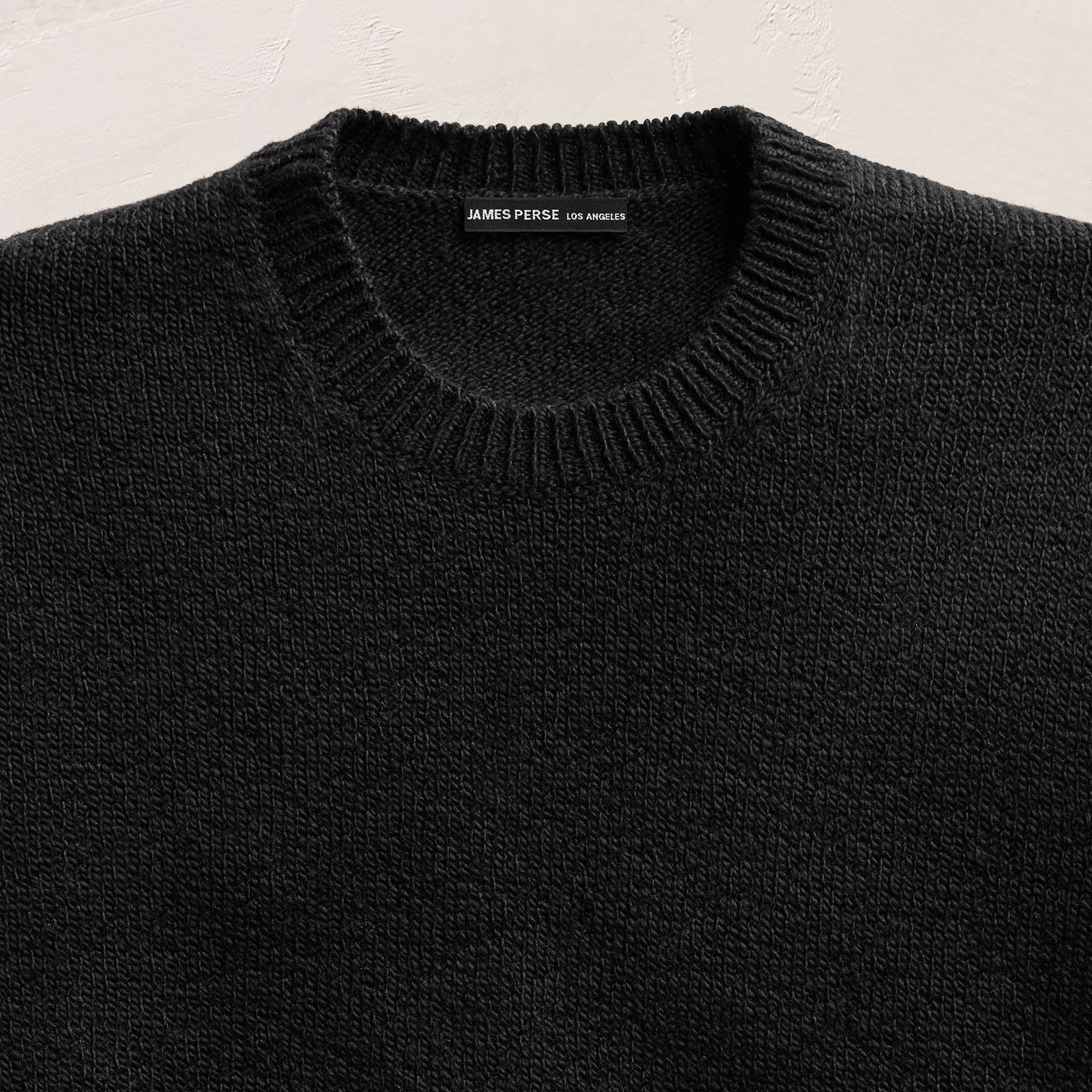 Stretch Cotton Crew Sweater - Black - Image 4